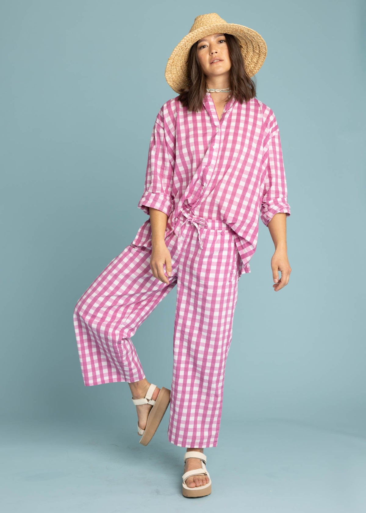 Shore Pant (Gingham Picnic Dahlia)