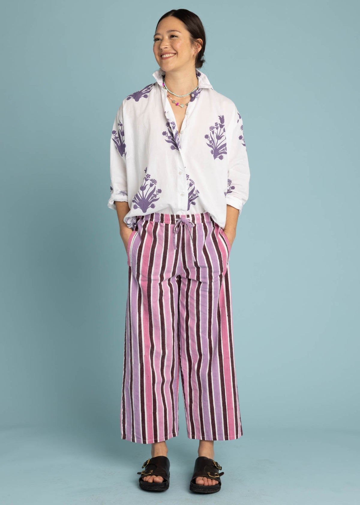 Shore Pant (Wallpaper Stripe Dahlia)