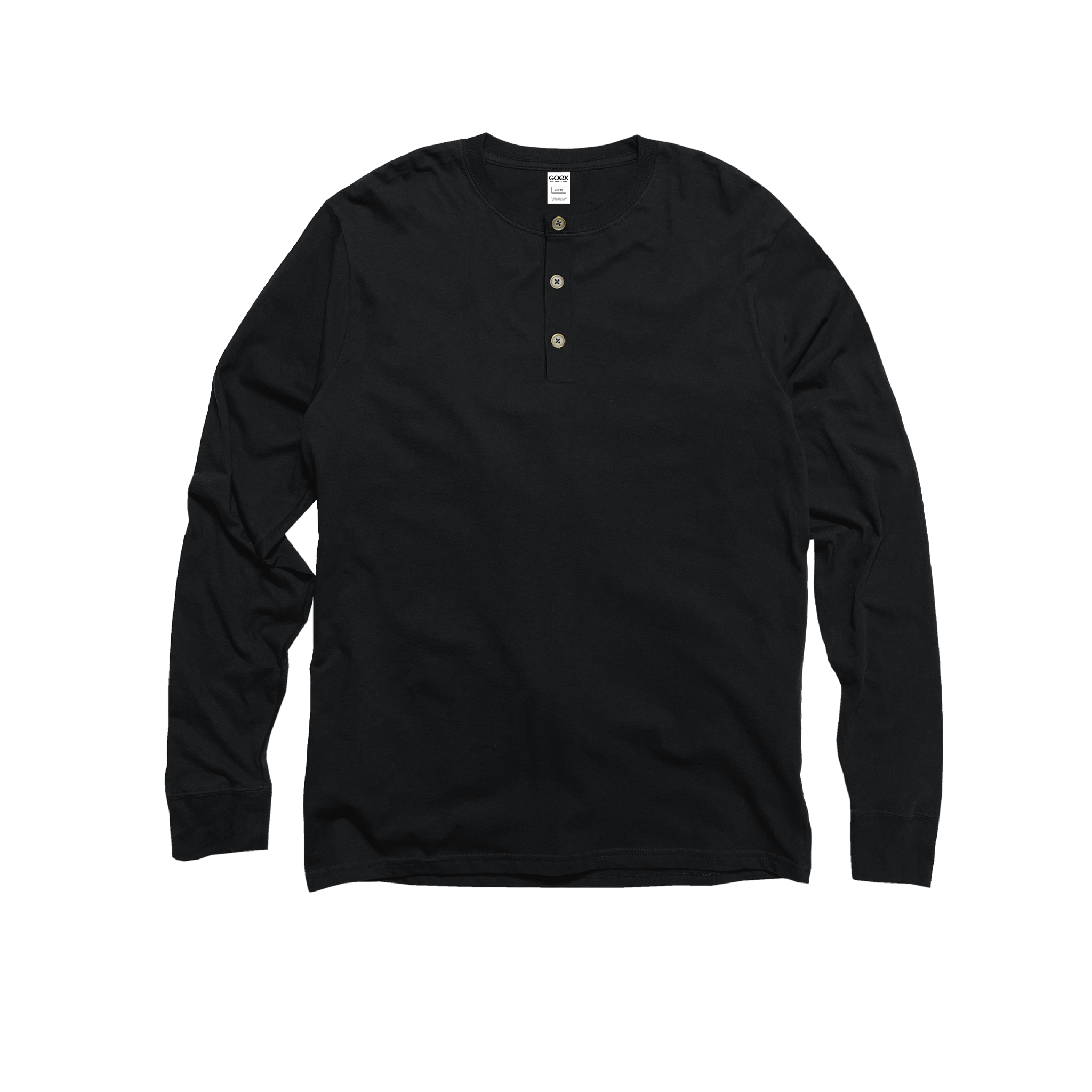 Unisex Long Sleeve Eco Cotton Henley (Black)