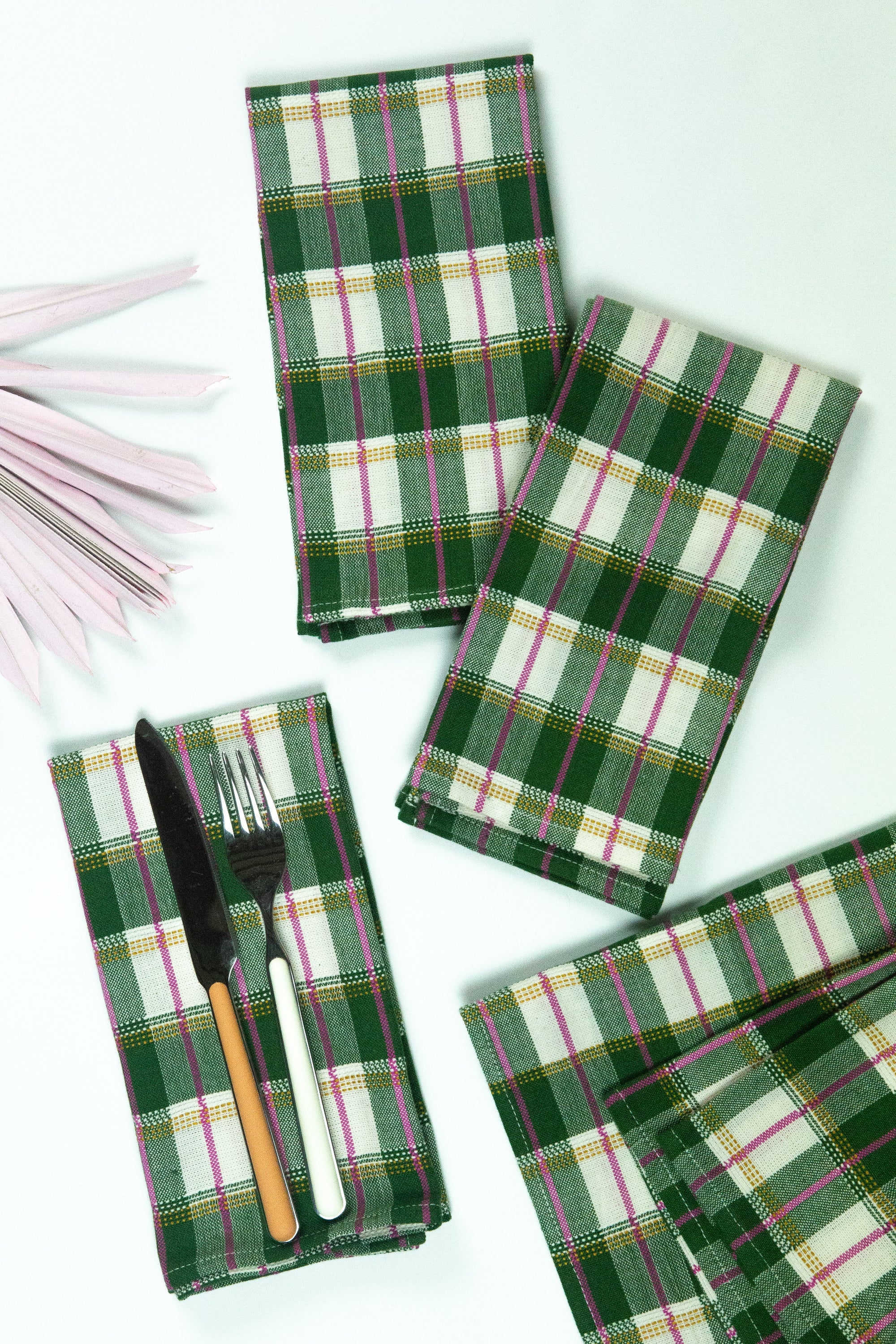 San Andres Gingham Napkins (Forest & White)