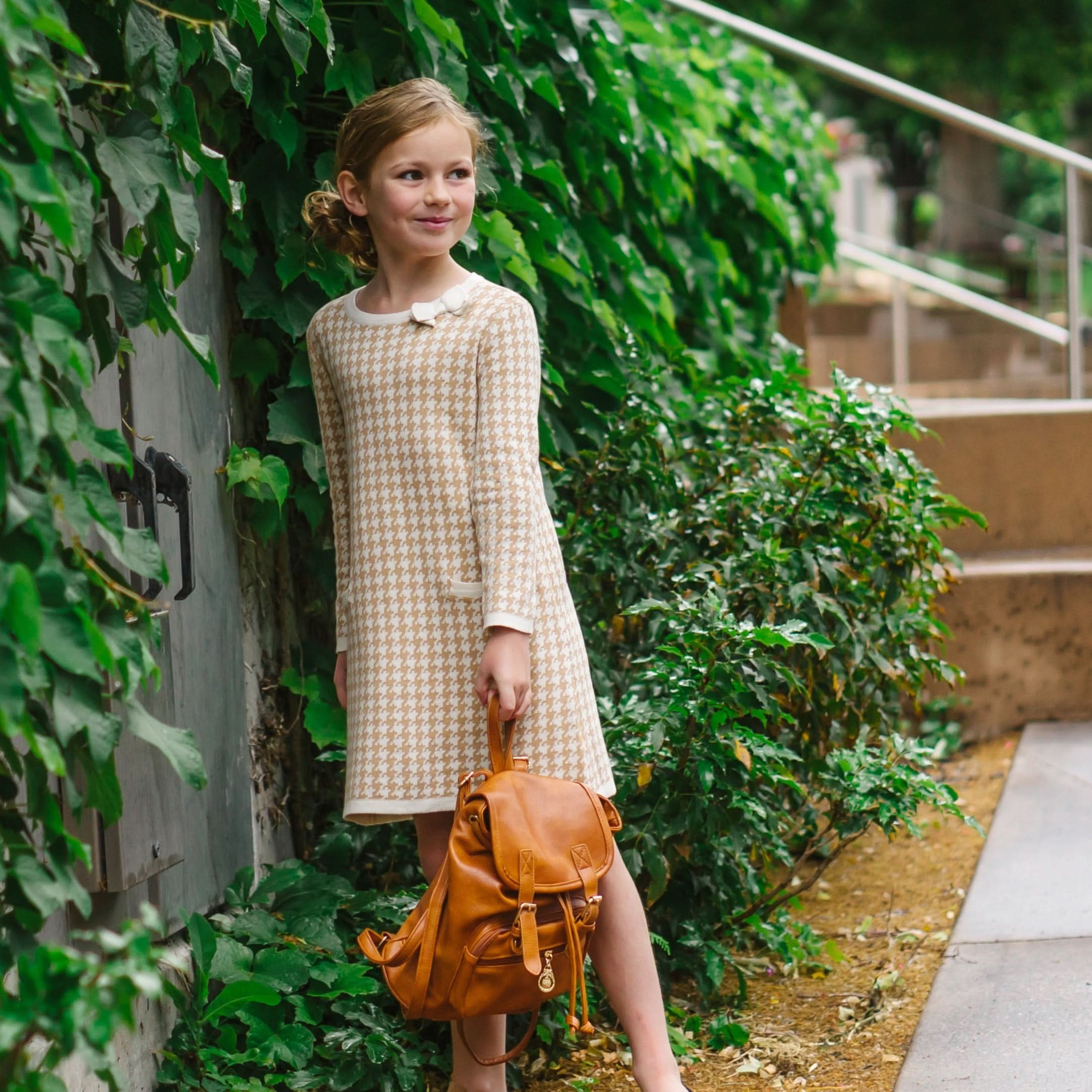 Bow Detail Sweater Dress (Tan)