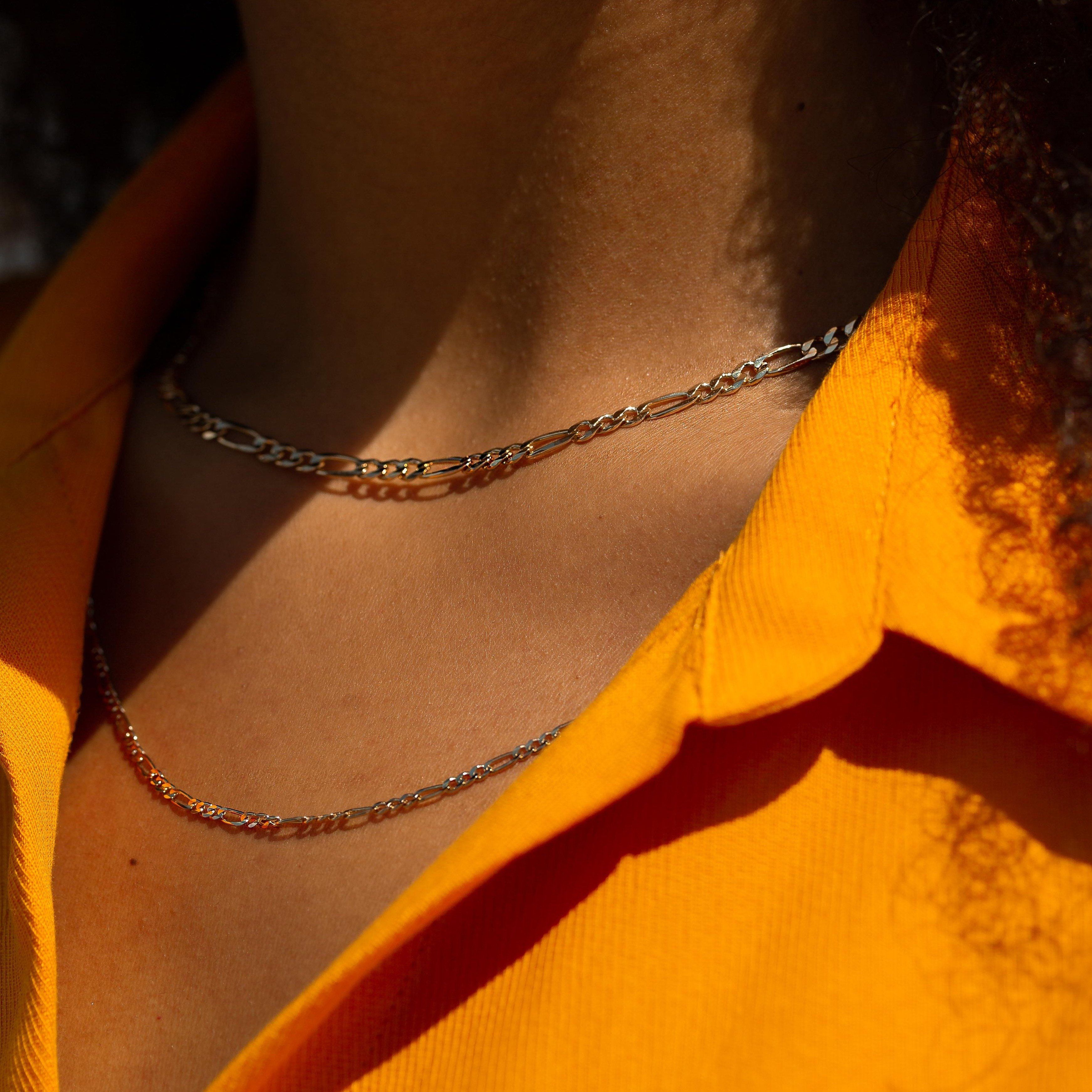 Large Gold Figaro Chain Necklace