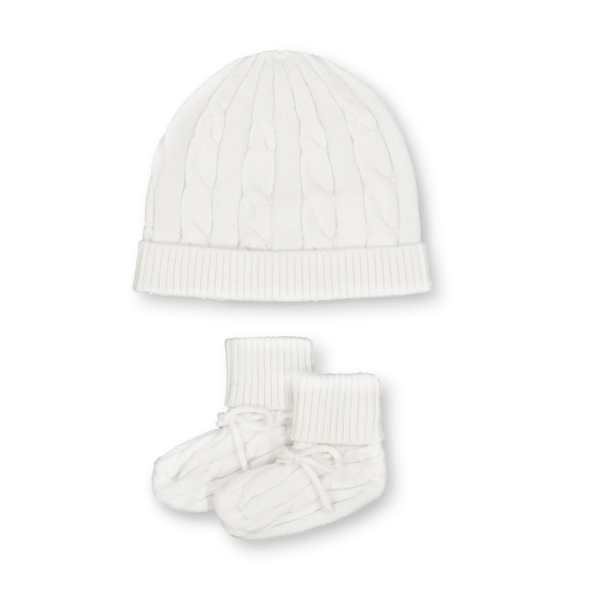 Sweater Beanie and Bootie Set (Soft White)