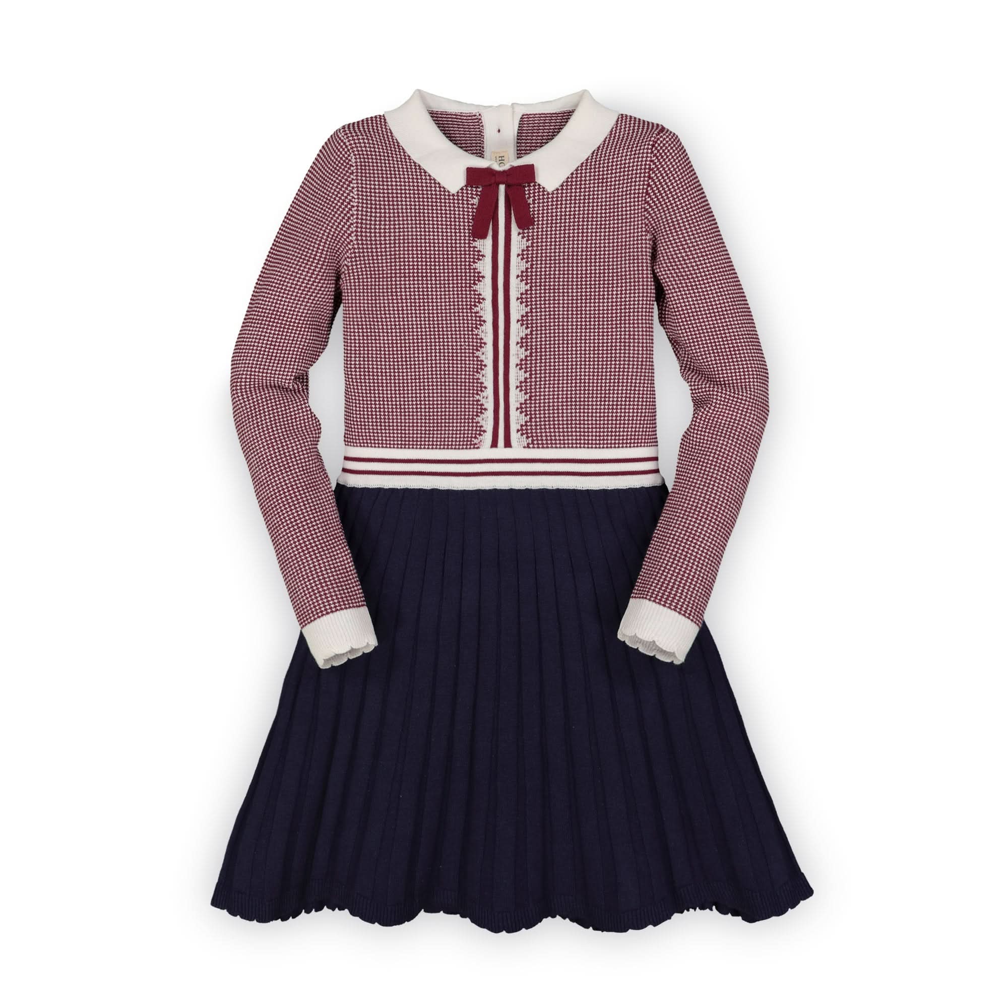 French Blocked Sweater Dress (Berry & Navy)