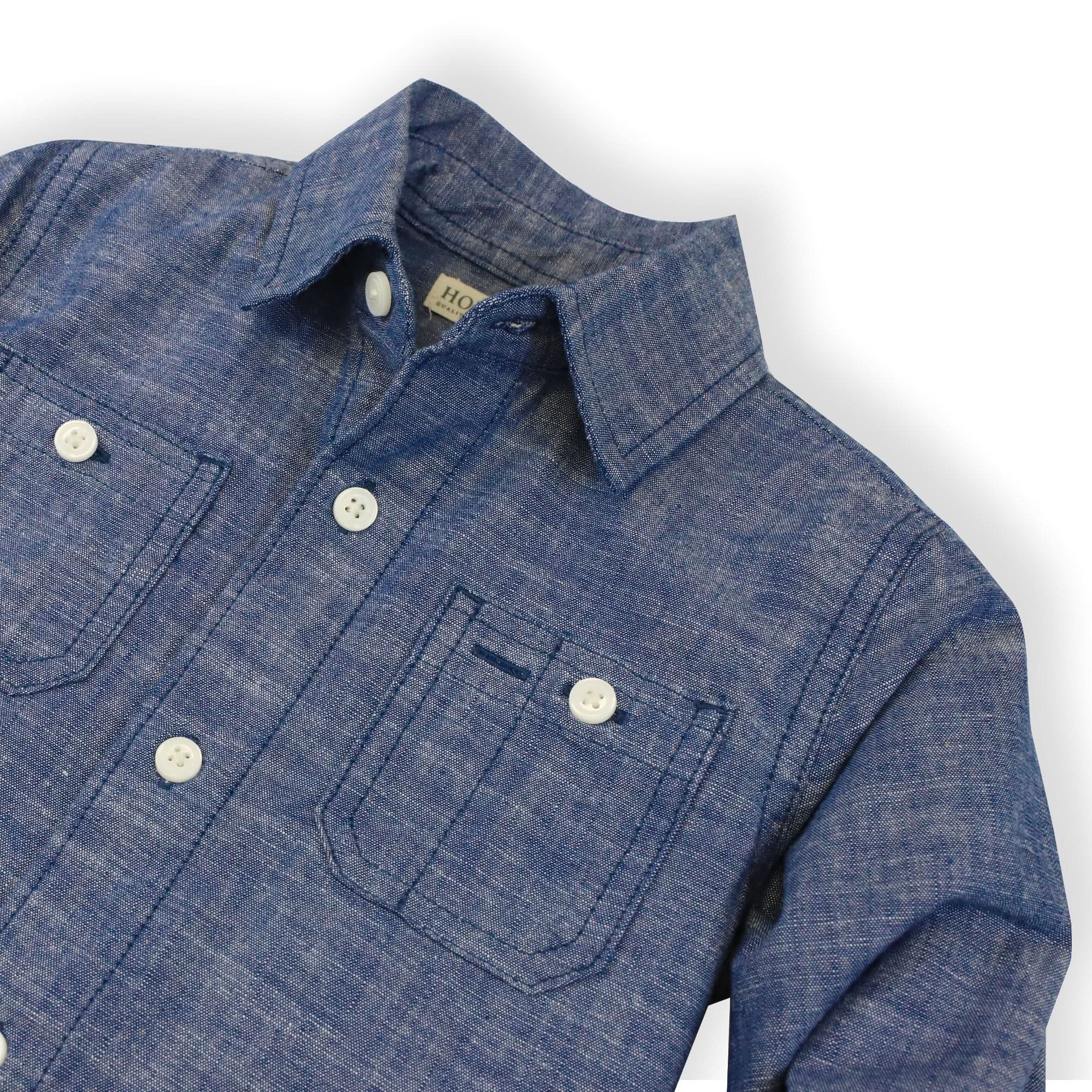Chambray Button Down Shirt (Blue XXS-XL)