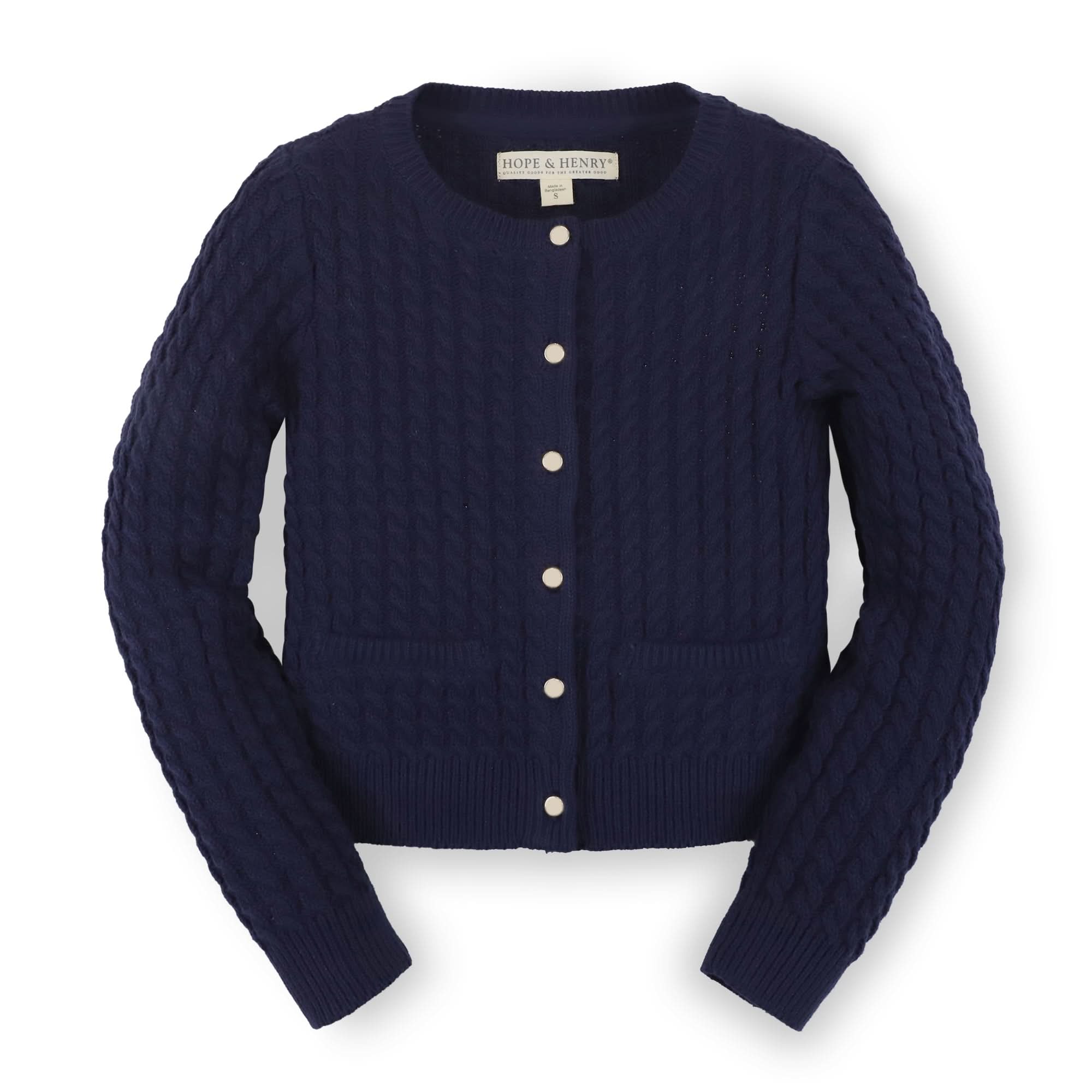 Classic Cable Cardigan (Navy XXS-L)
