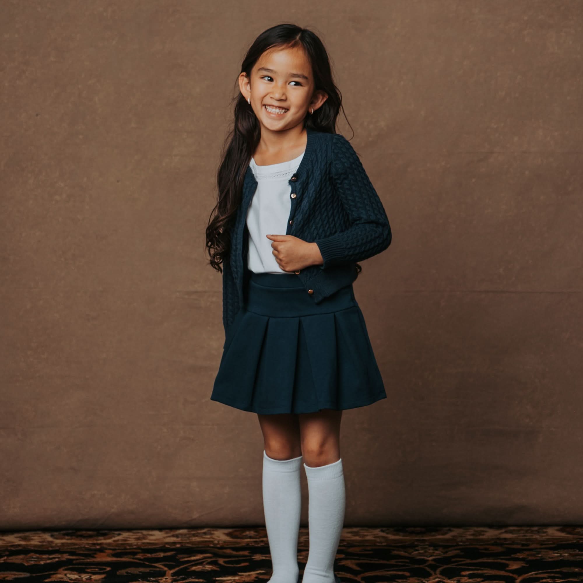 Classic Cable Cardigan (Navy 3M-24M)