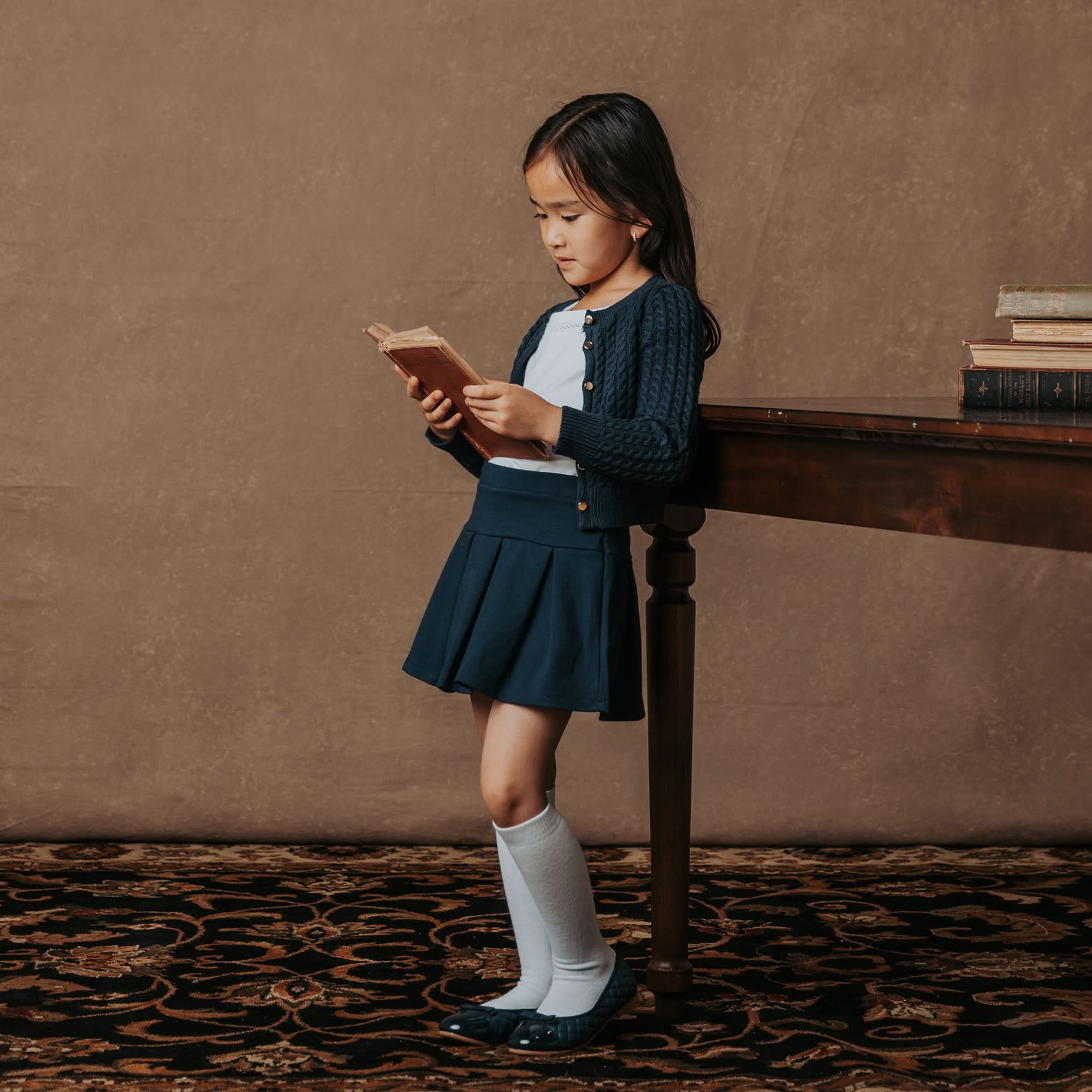 Classic Cable Cardigan (Navy 3M-24M)