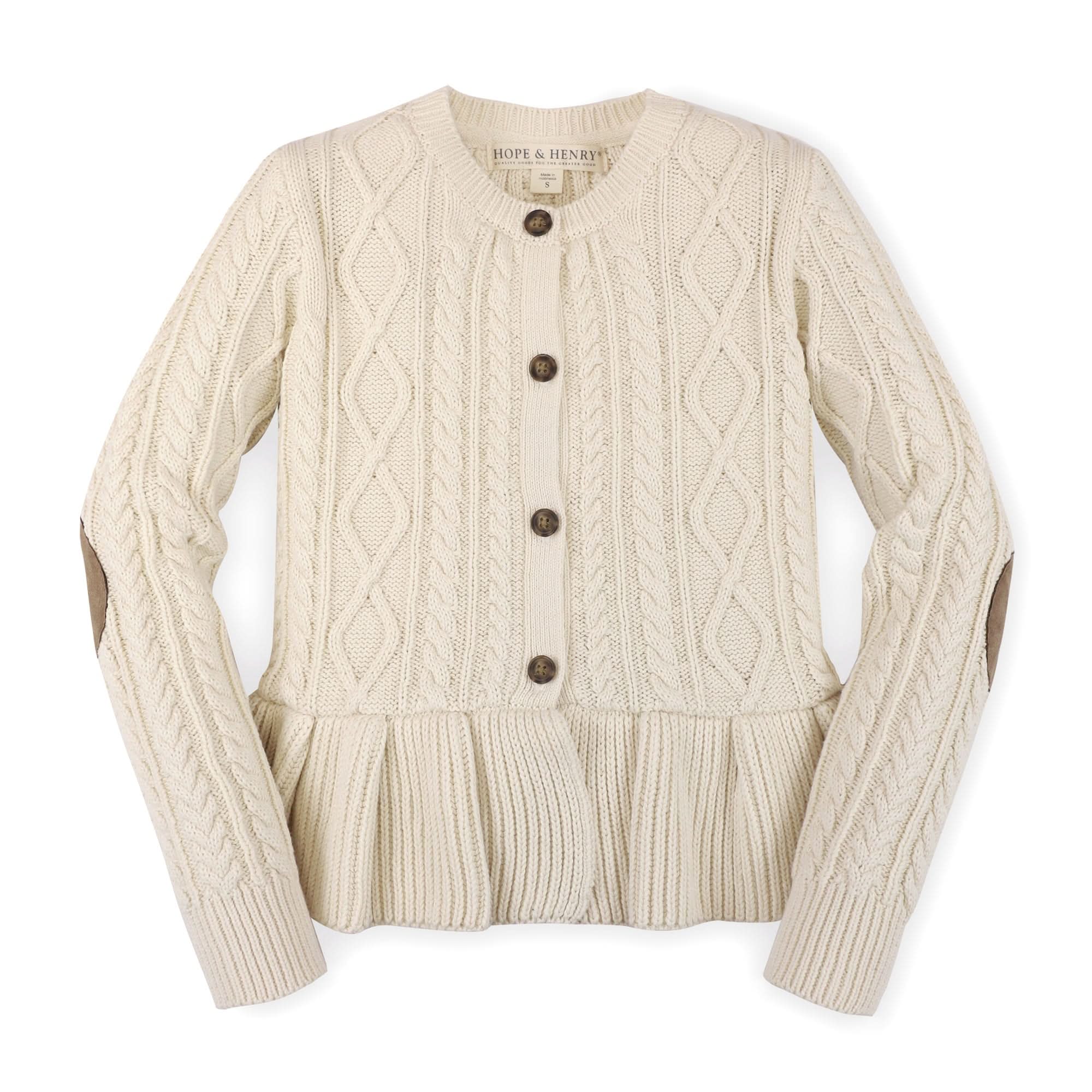 Cable Peplum Cardigan (Ivory 3M-24M)