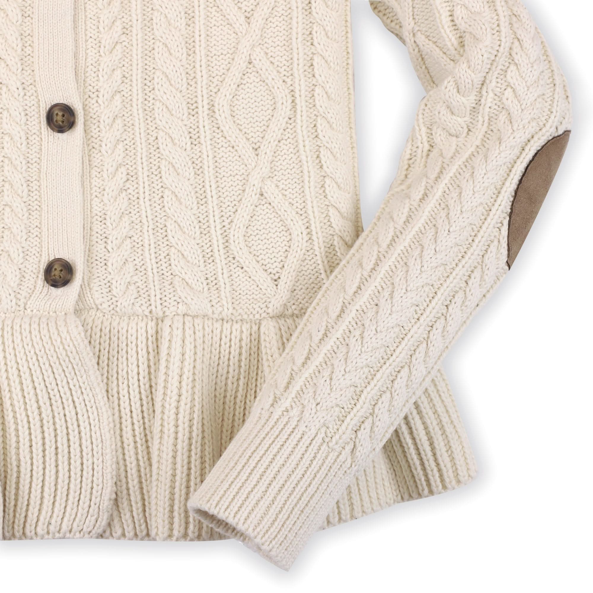 Cable Peplum Cardigan (Ivory XXS-L)
