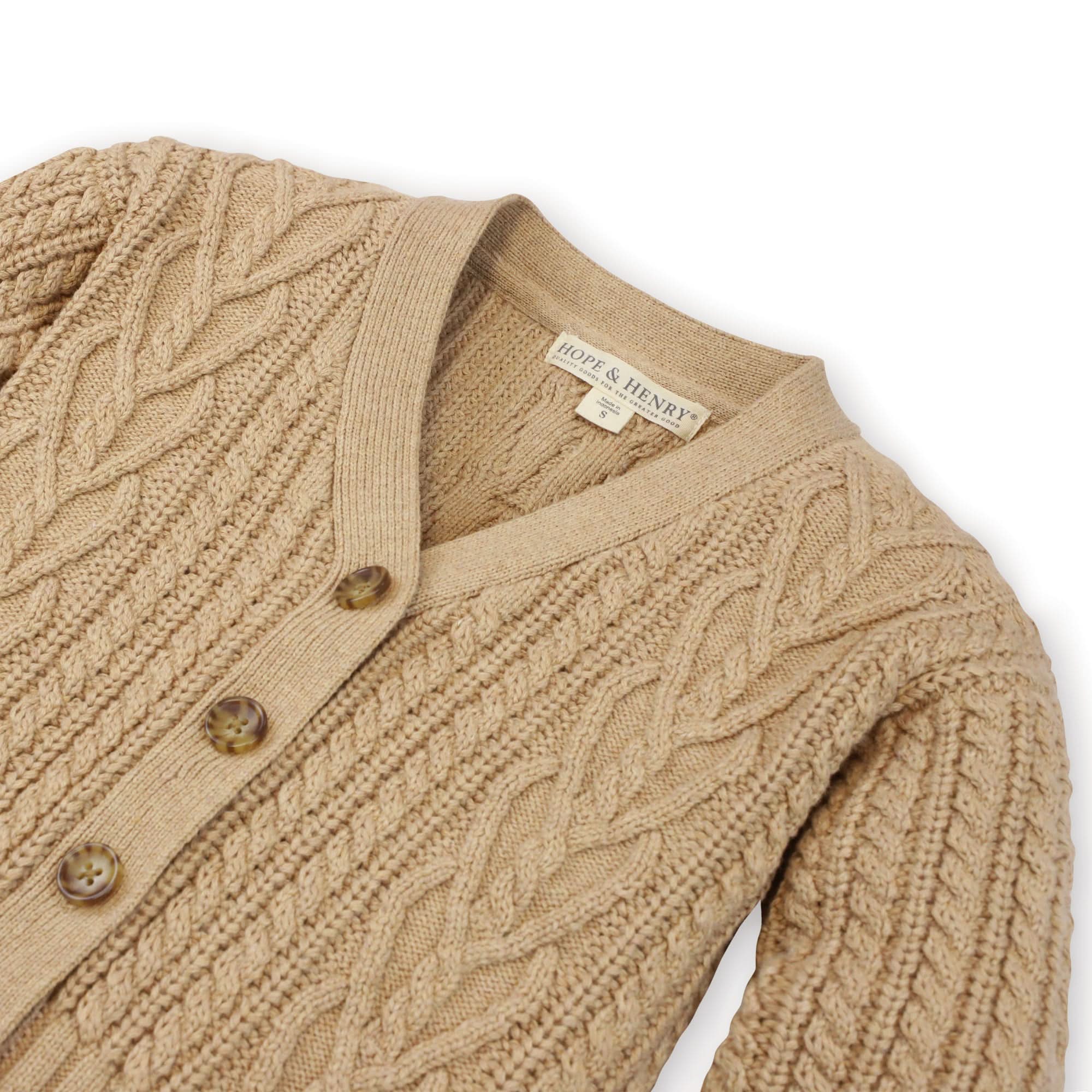 Chunky Cable Cardigan (Camel Heather 3M-24M)