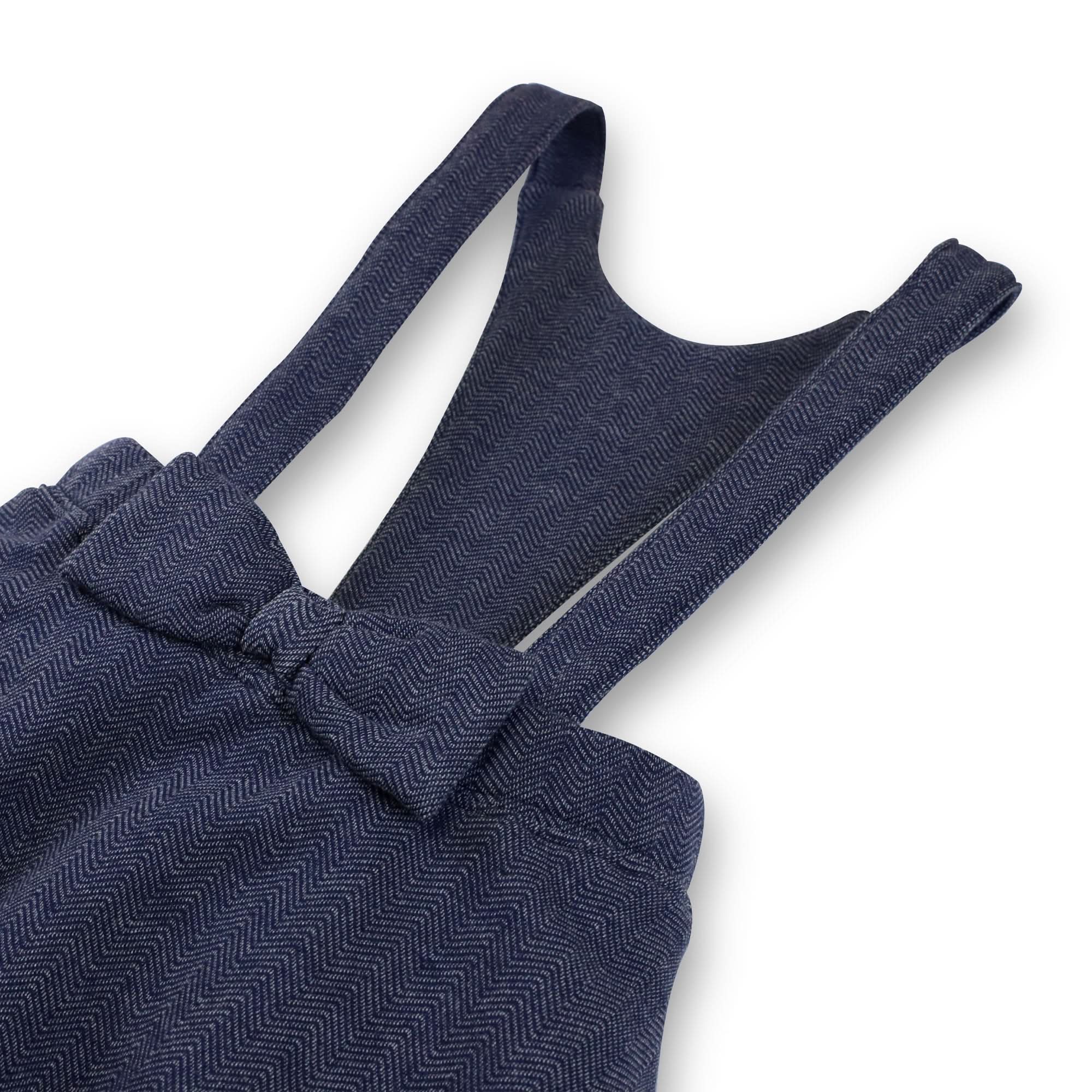 Fleece Bow Front Suspender Skirt (Navy)