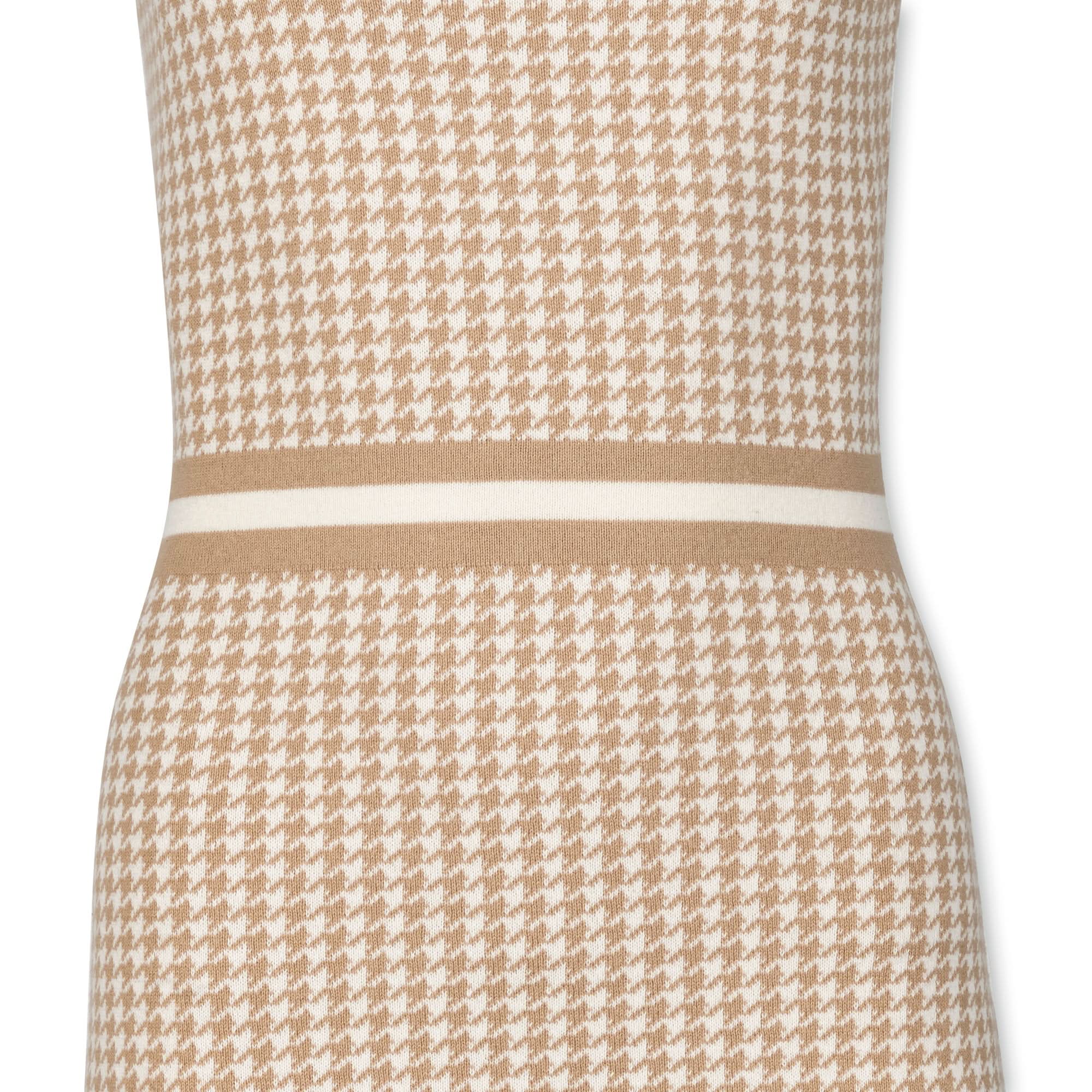 3/4 Sleeve Fit and Flare Sweater Dress (Tan)