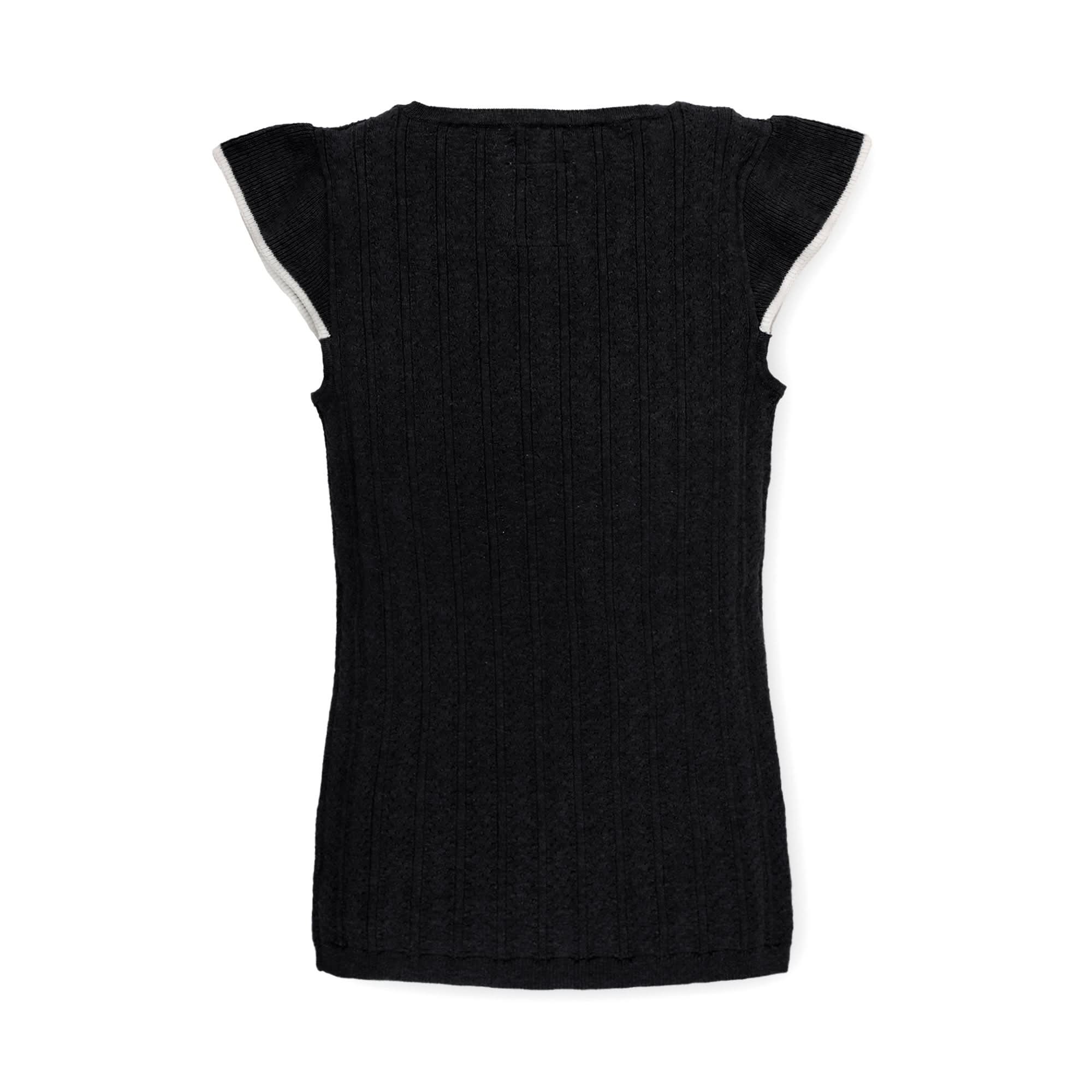 Flutter Sleeve Sweater Top (Black)
