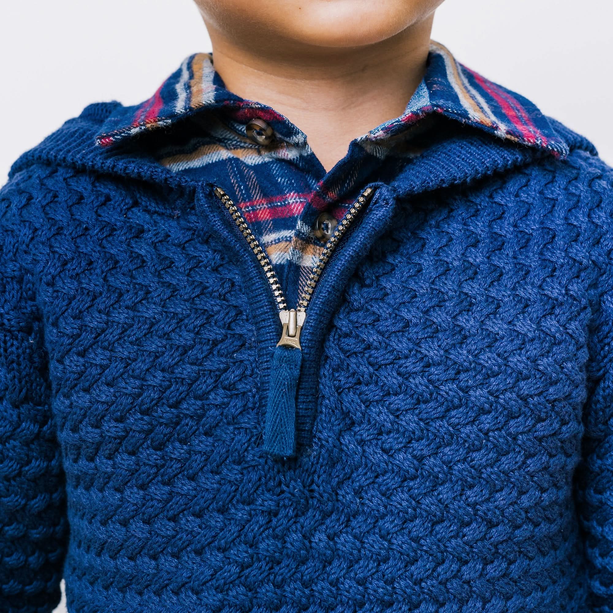 Hooded Half Zip Sweater (Navy 3M-24M)