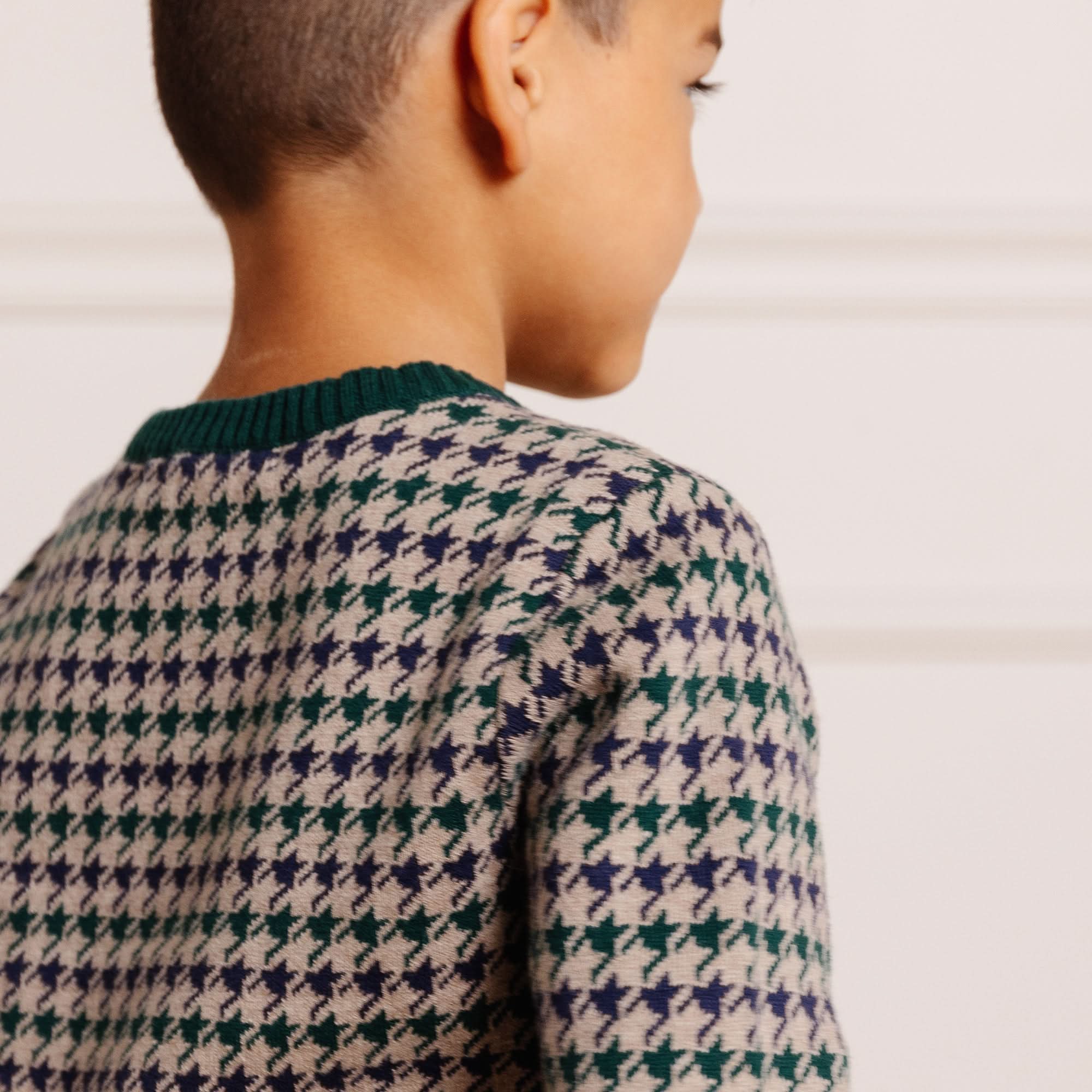 Crew Neck Pullover Sweater (Camel & Deep Green)