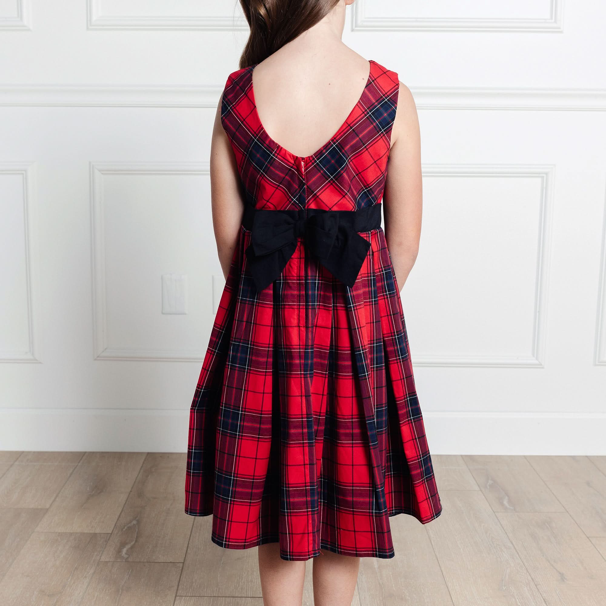 Pleated Party Dress (Red 2T-12)