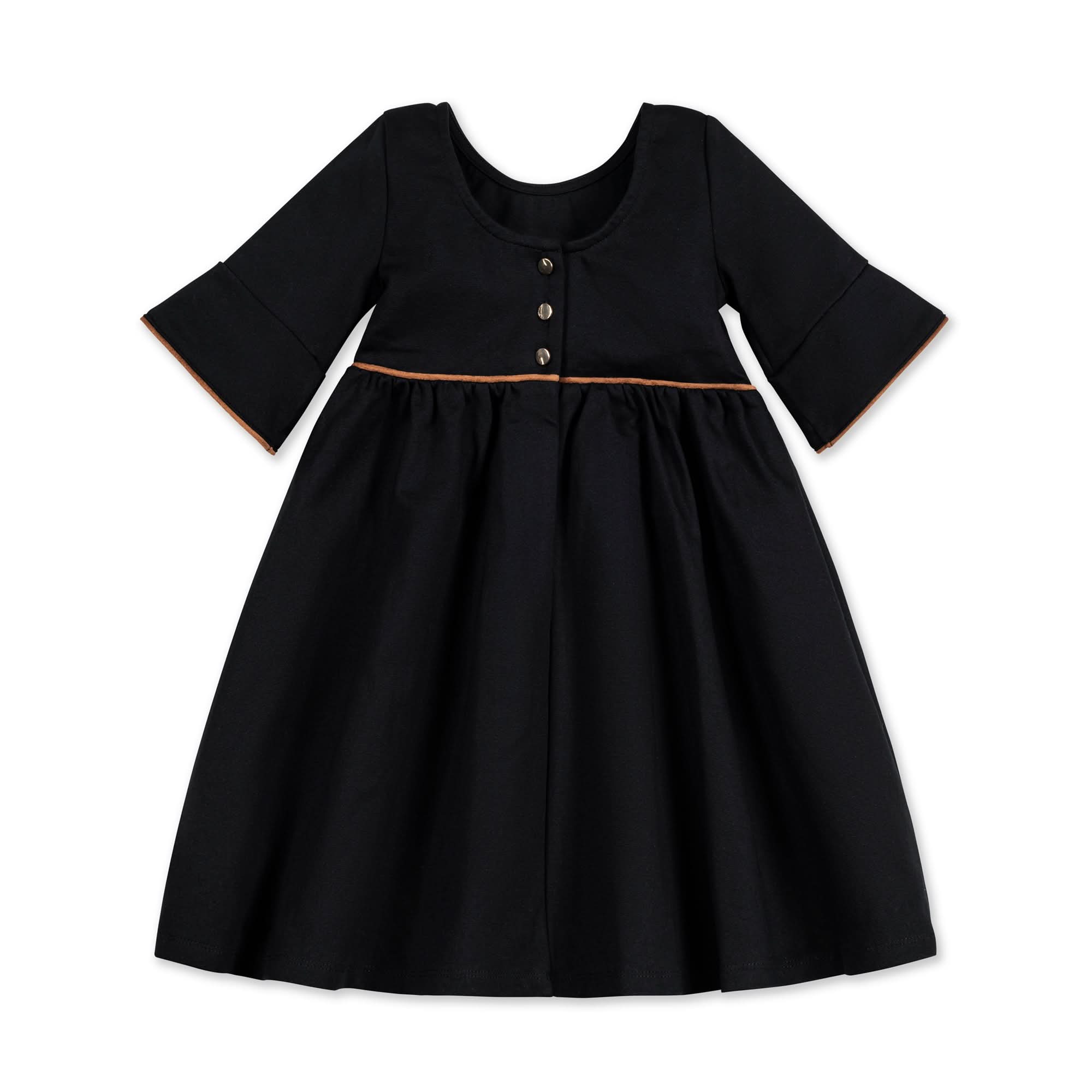 Ruffle Sleeve Ponte Dress (Black)