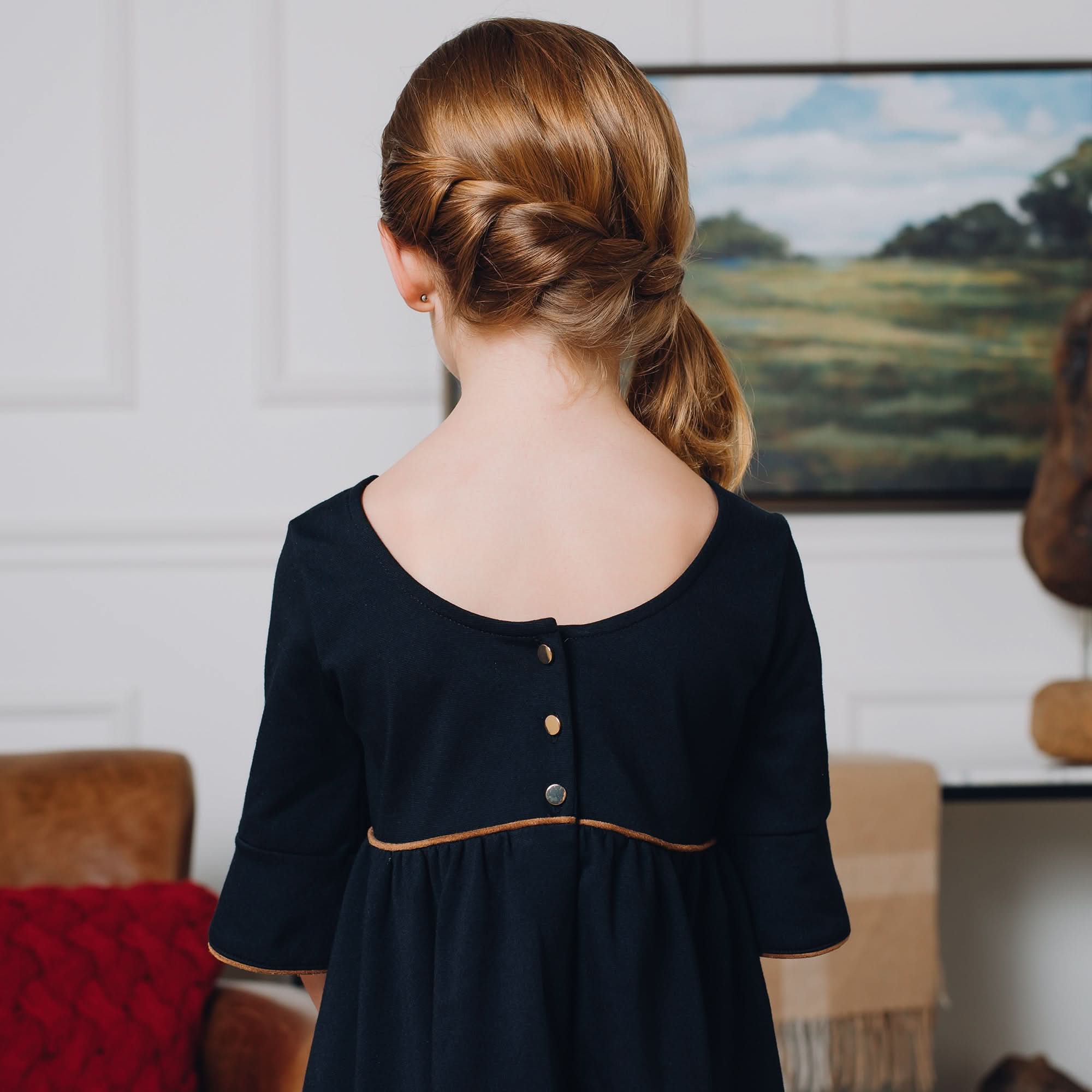 Ruffle Sleeve Ponte Dress (Black)