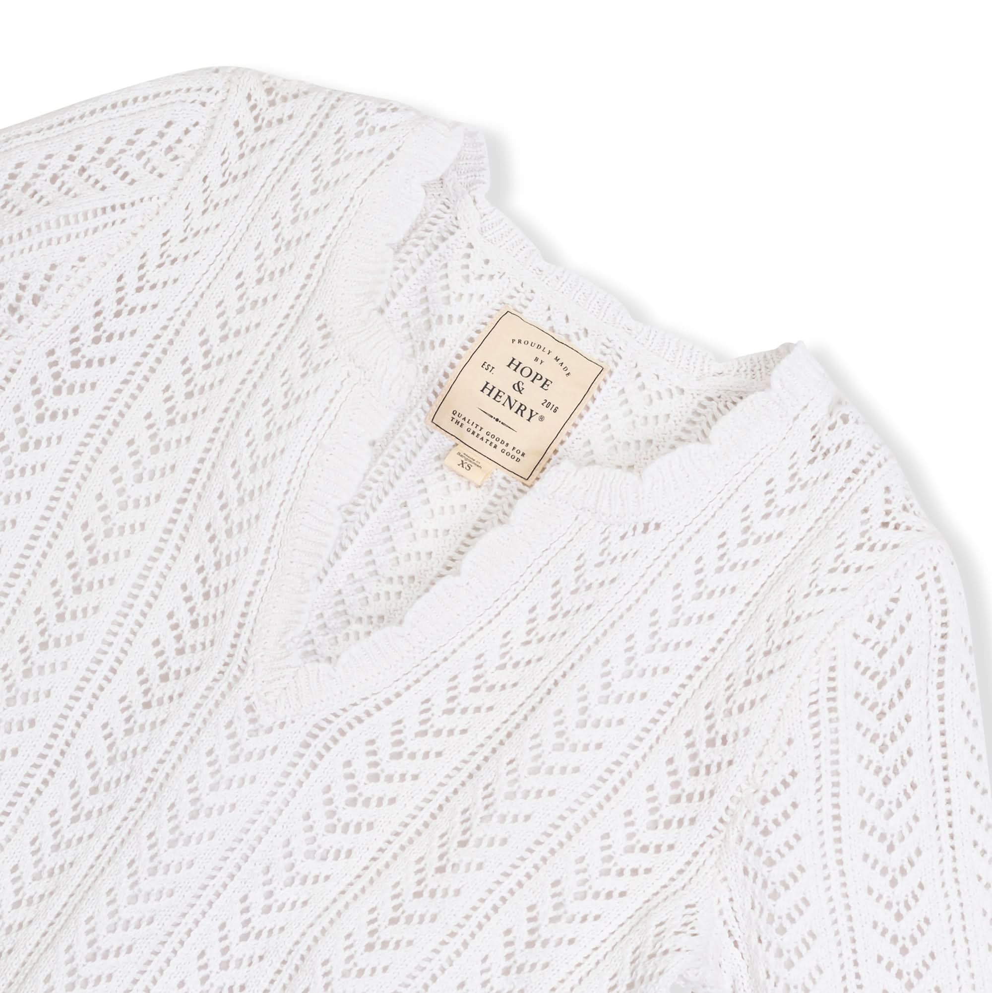 V-Neck Pointelle Sweater (White)