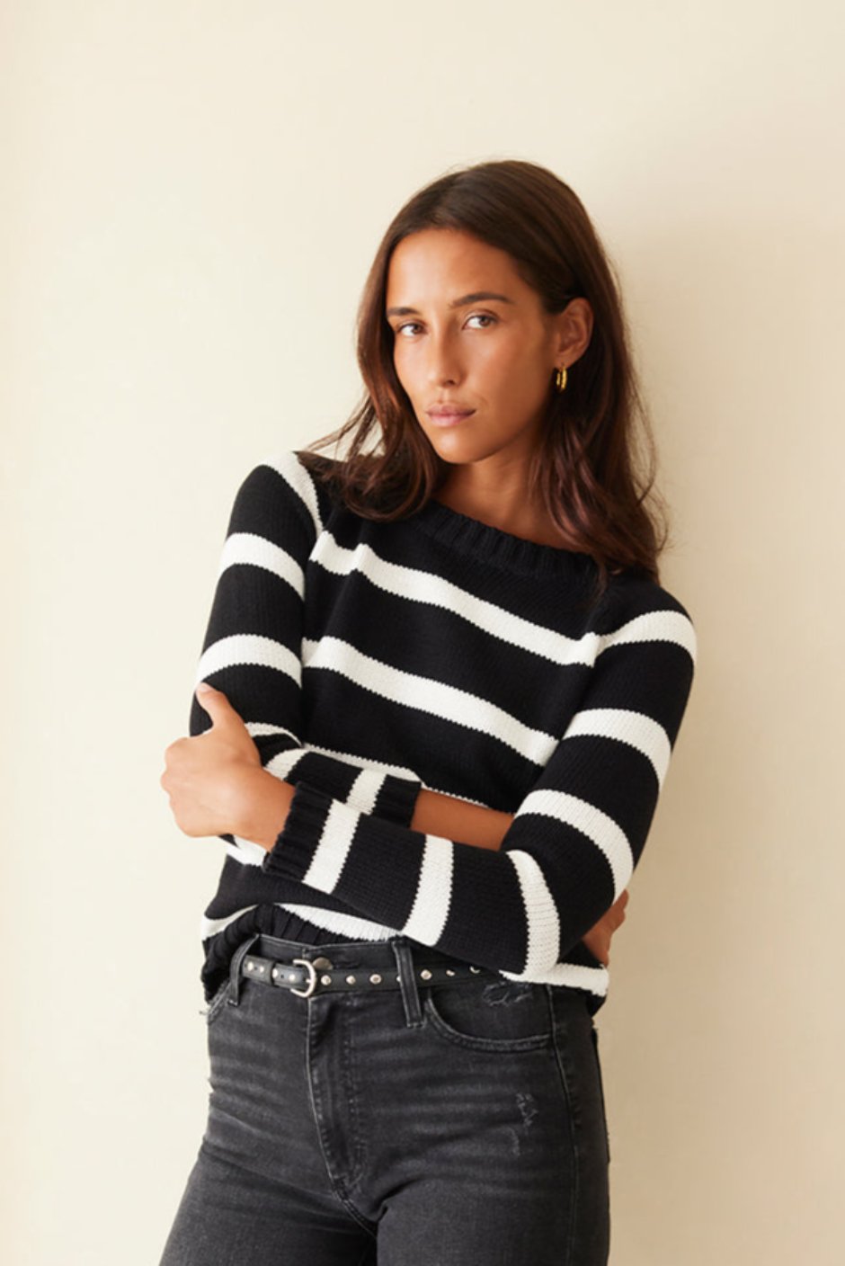 Stripe Sloane Crewneck (Black)