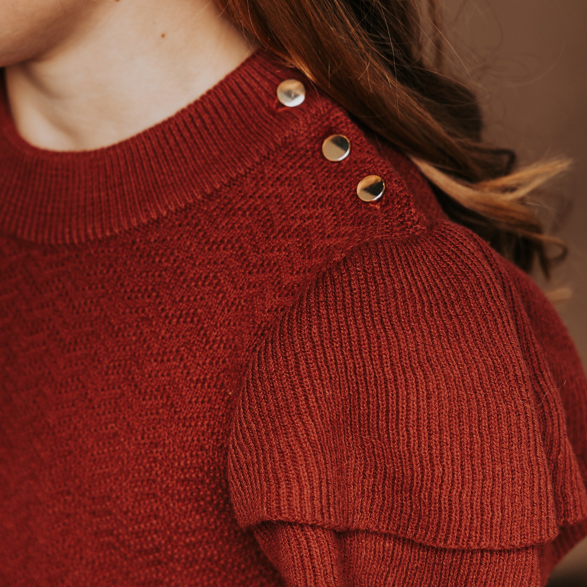 Flutter Sleeve Sweater Dress (Oxblood)