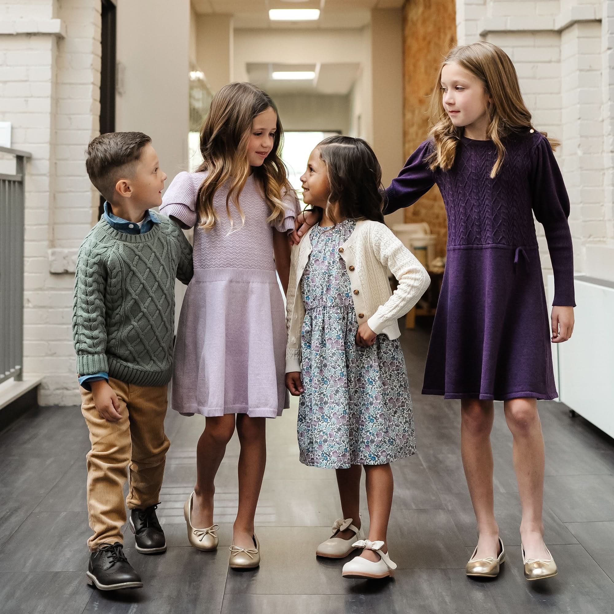 Cable Bodice Sweater Dress (Plum 2T-12)