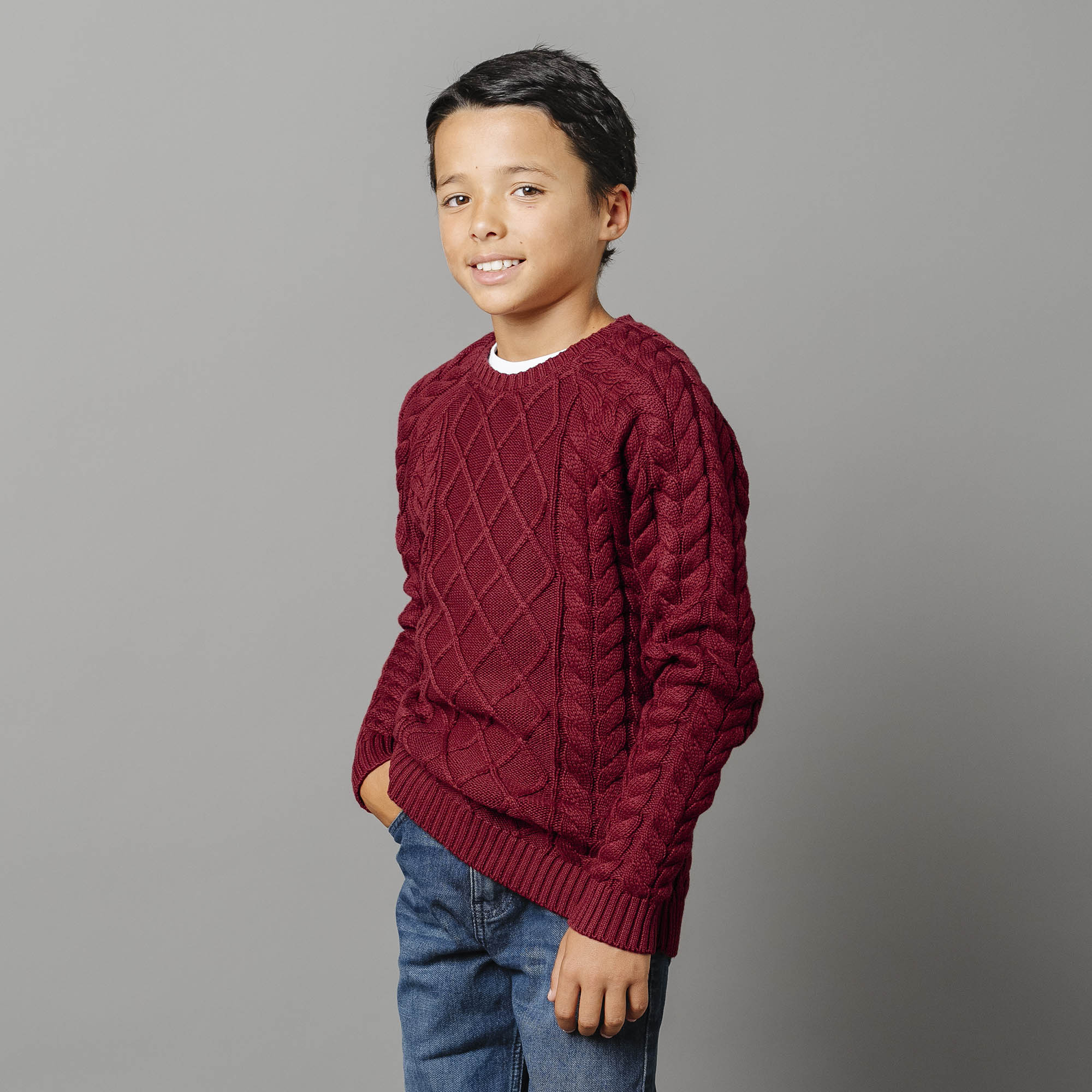 Raglan Fisherman Sweater (Oxblood)
