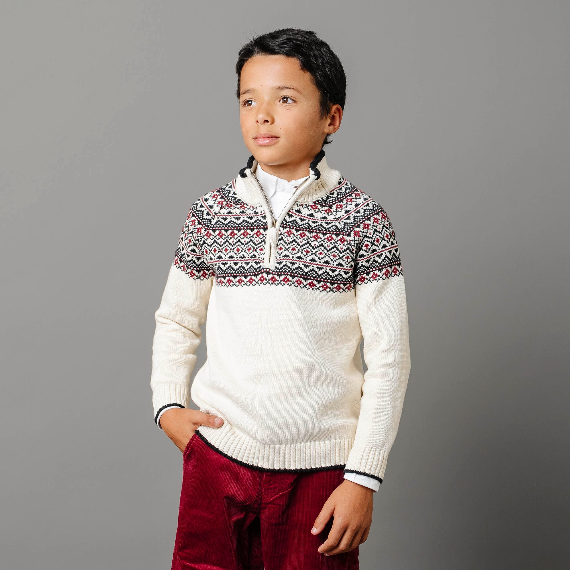 Half Zip Ski Sweater (Ivory)