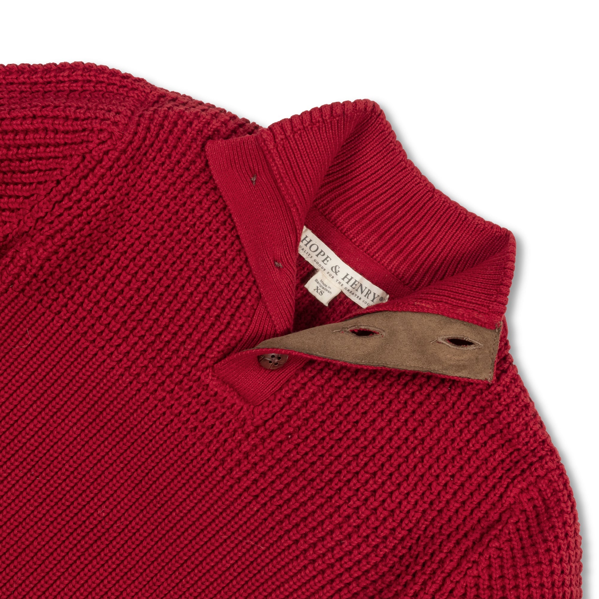 Mix Stitch Mock Neck Sweater with Elbow Patches (Red)
