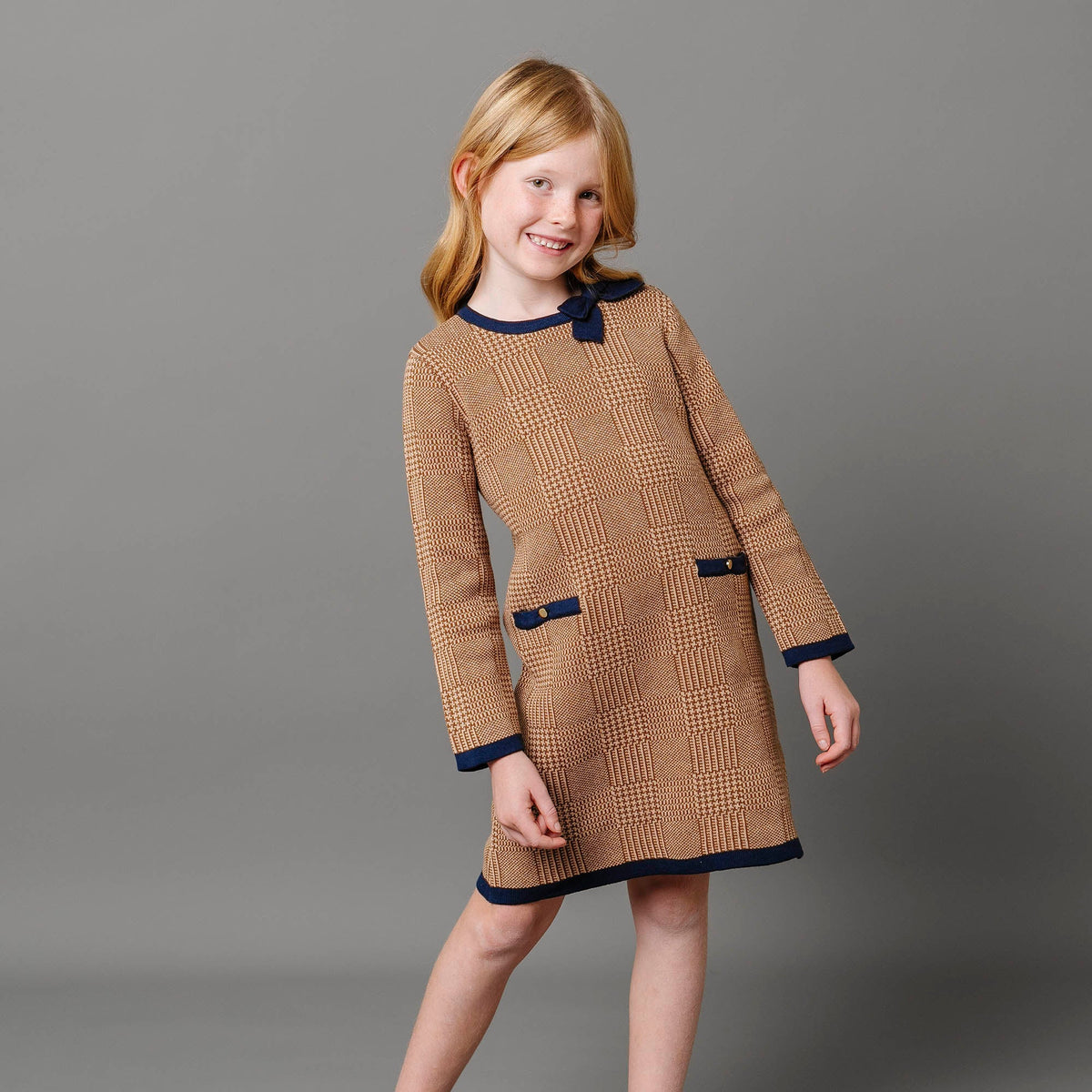 brown 2t dress Bow Sweater (Brown 2T-12) elegant gold buttons at MerchCategory5:BRIDAL blue long sleeve bridesmaid Color:SlateBlue