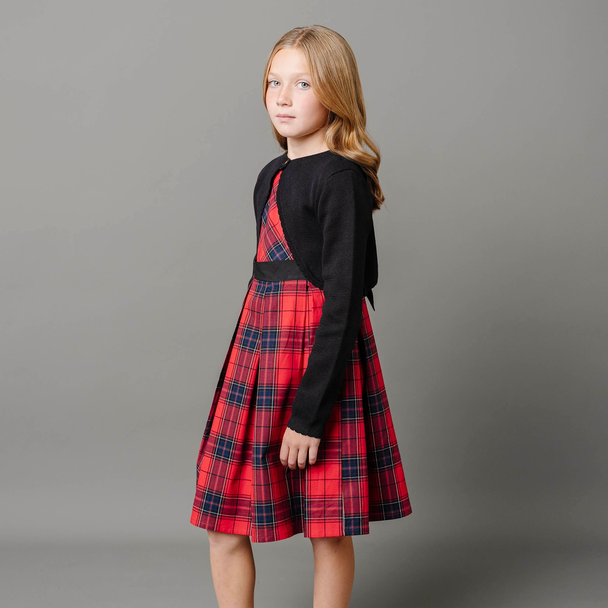 Pleated Party Dress (Red 2T-12)