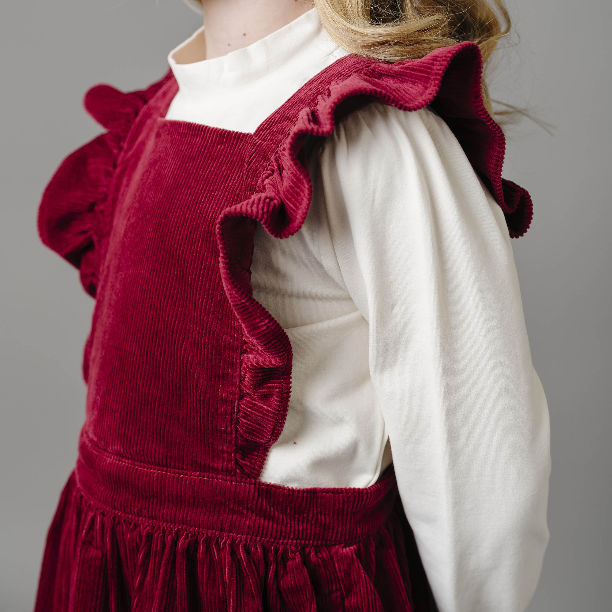 Corduroy Ruffle Jumper (Oxblood)