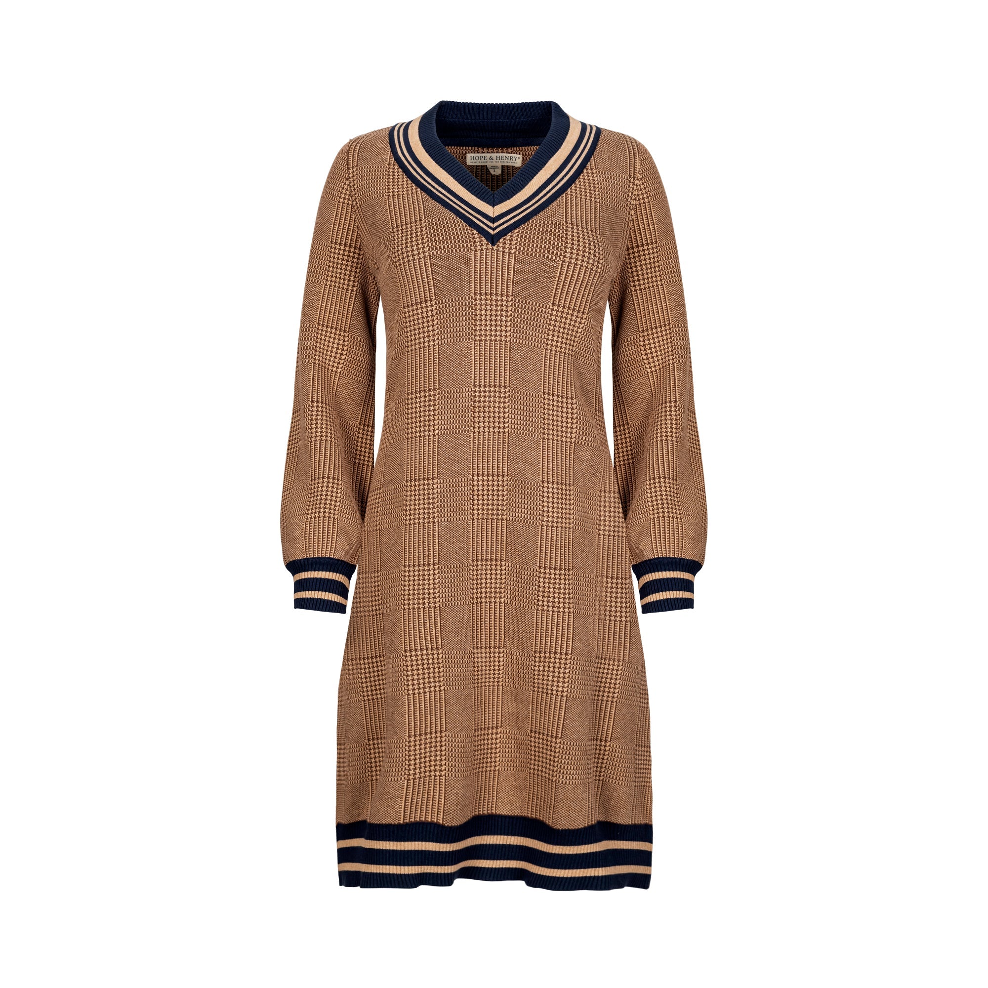 Intarsia Cricket Sweater Dress (Brown)