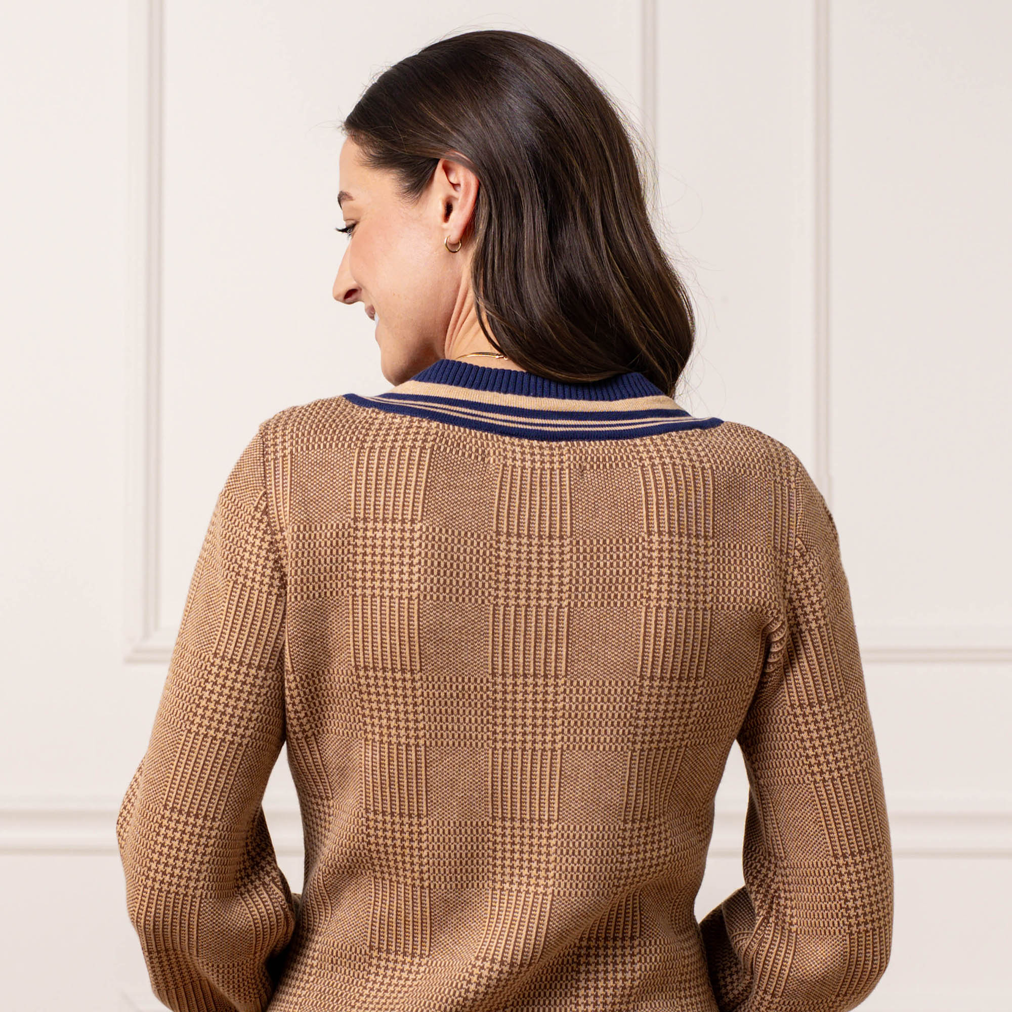 Intarsia Cricket Sweater Dress (Brown)