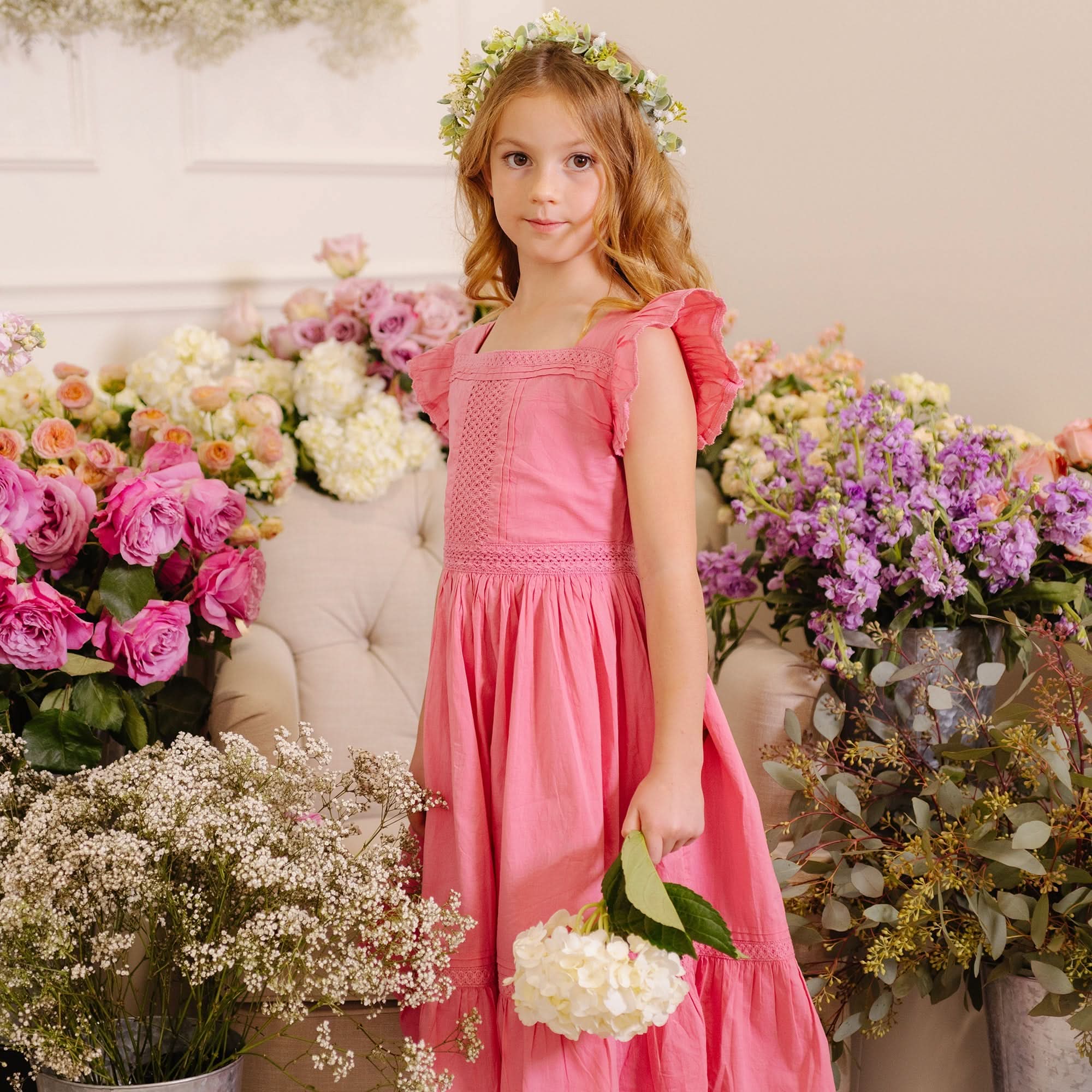 Flutter Sleeve Maxi Dress (Deep Rose)