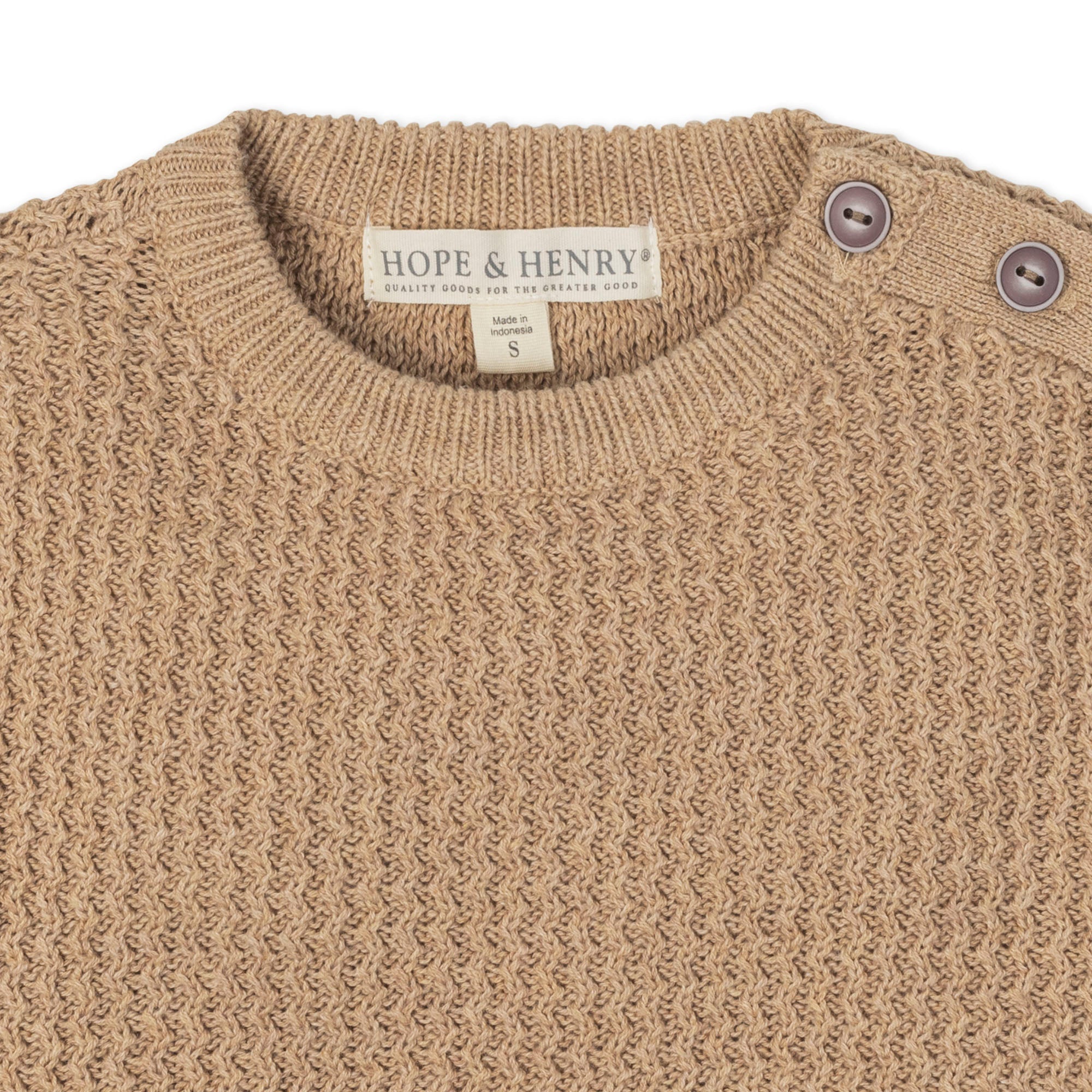 Crewneck Sweater with Buttons (Camel)