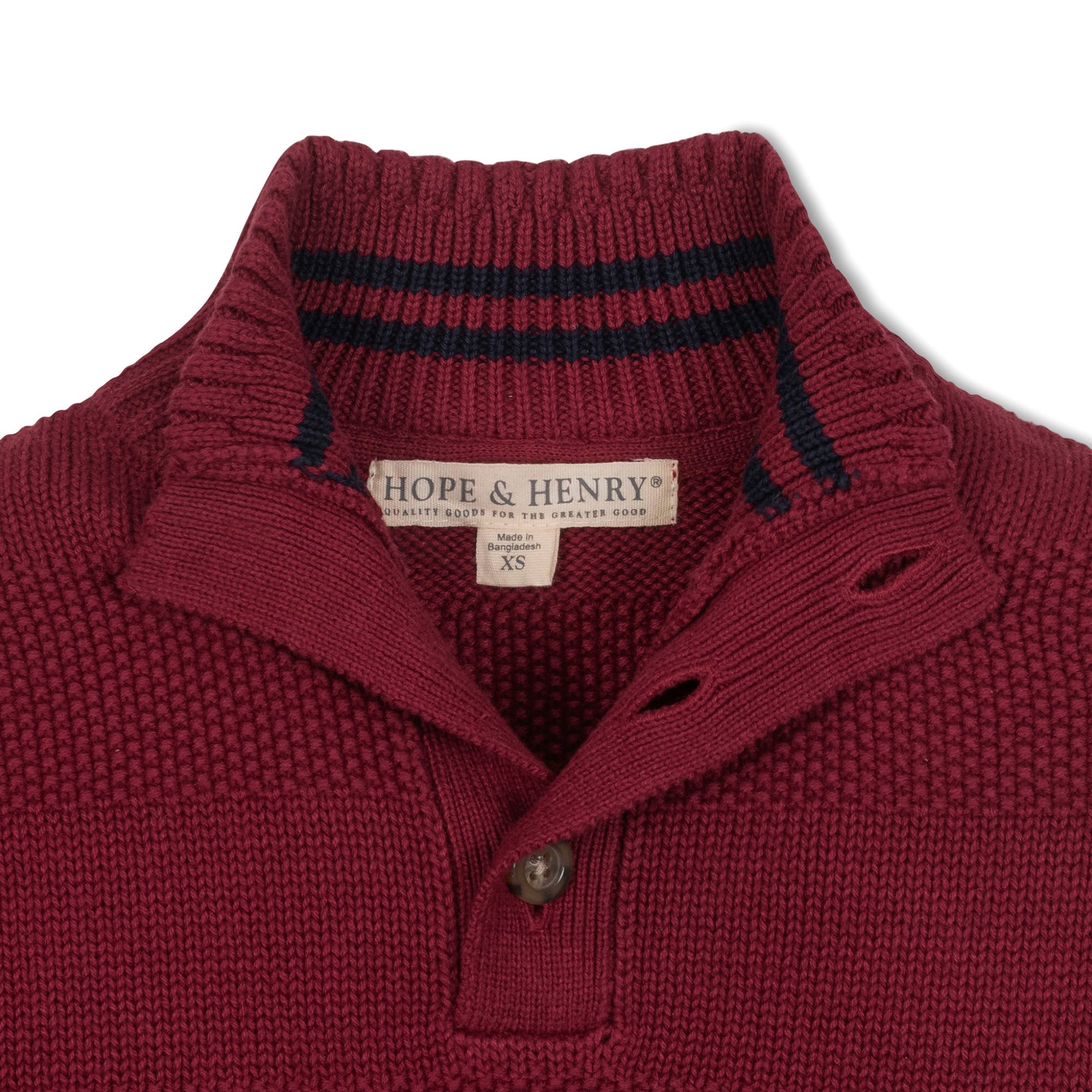 Mock Neck Stripe Sweater (Dark Red)