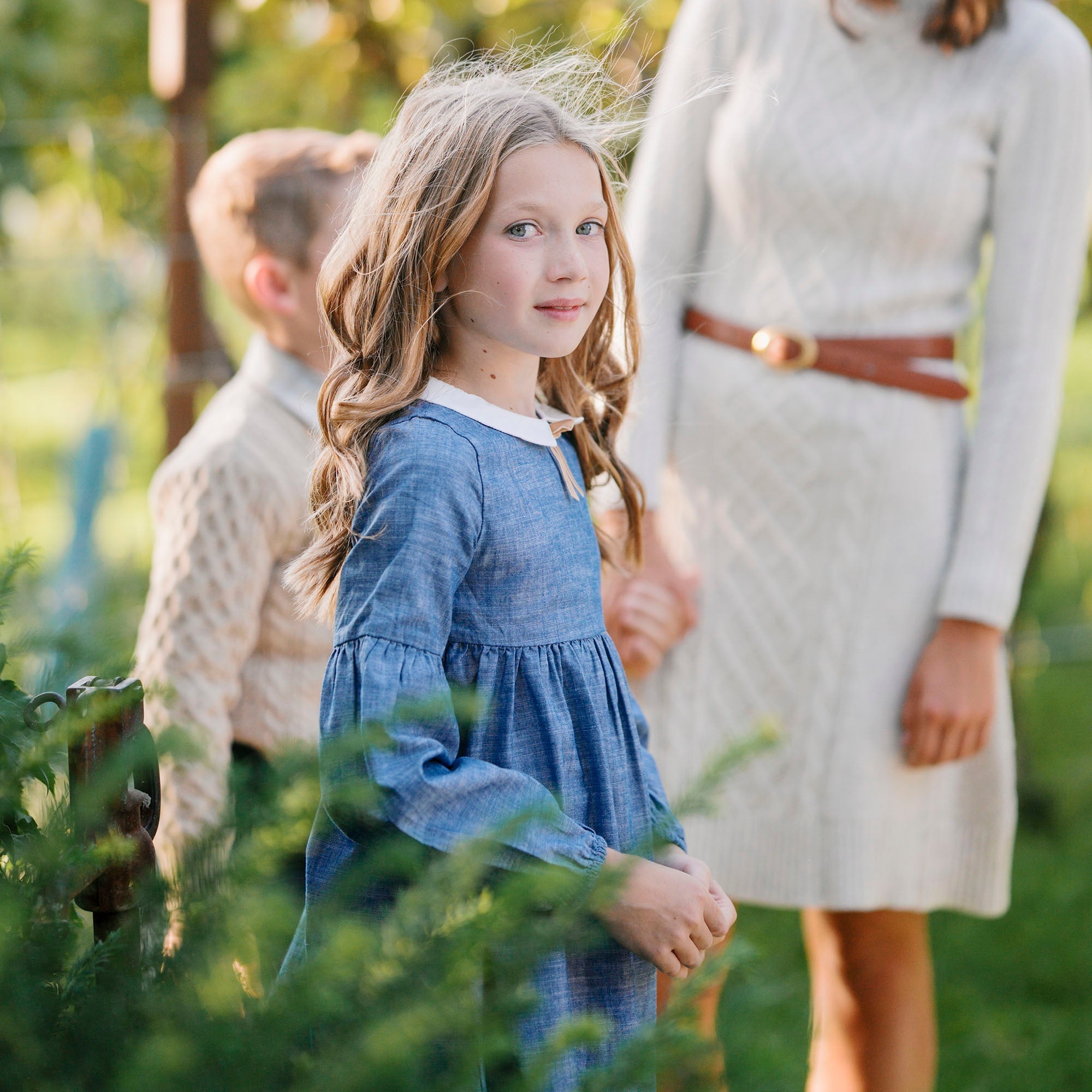 Chambray Empire Dress (Blue 2T-12)