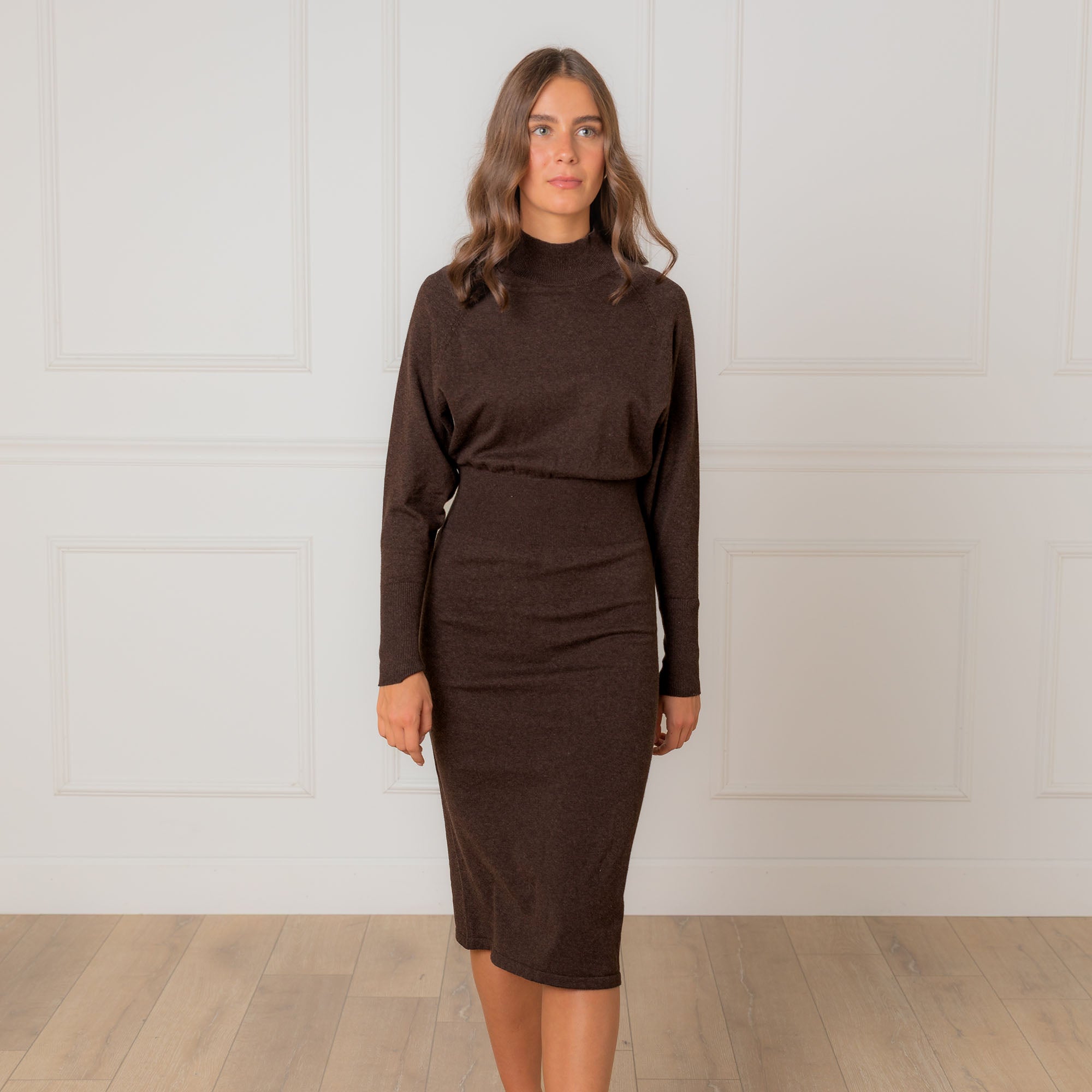 Dolman Sleeve Sweater Dress (Chocolate)