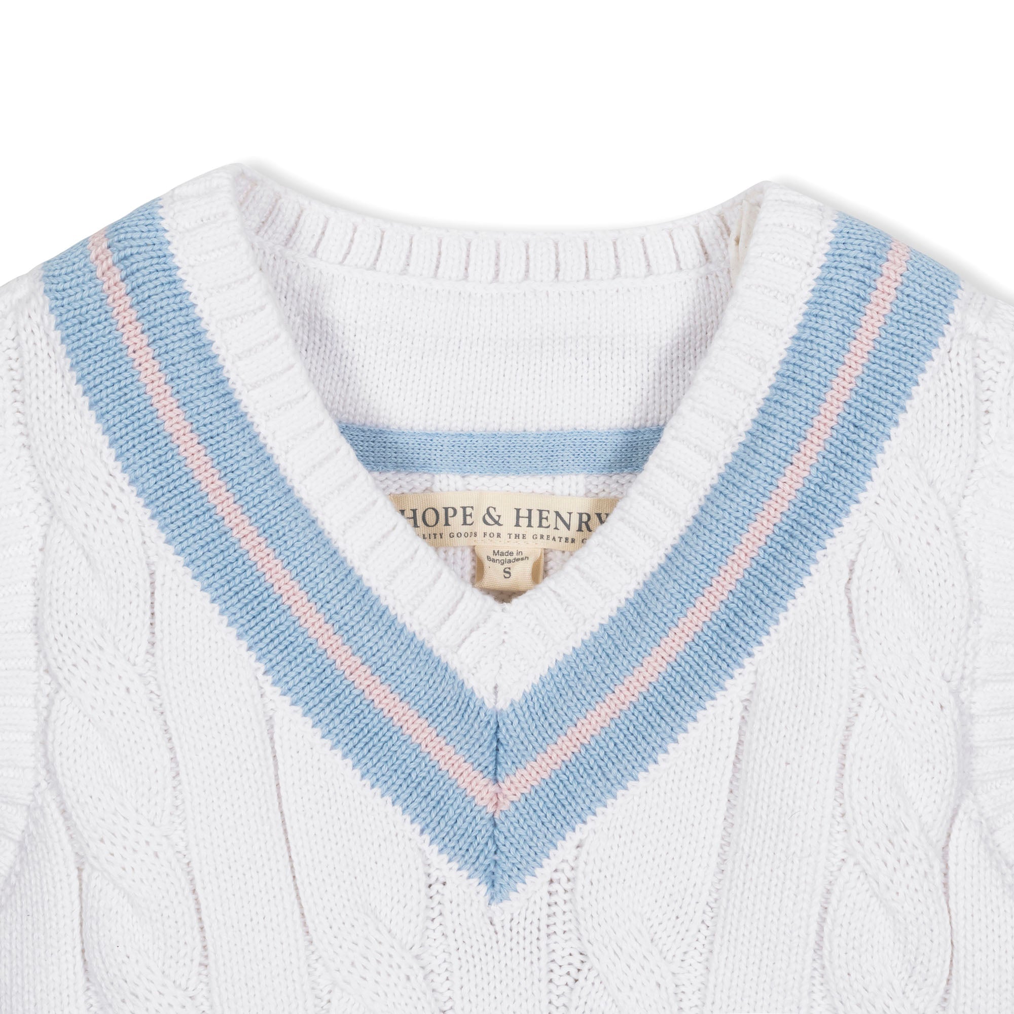 Cricket Sweater Vest (White, Blue & Pink)
