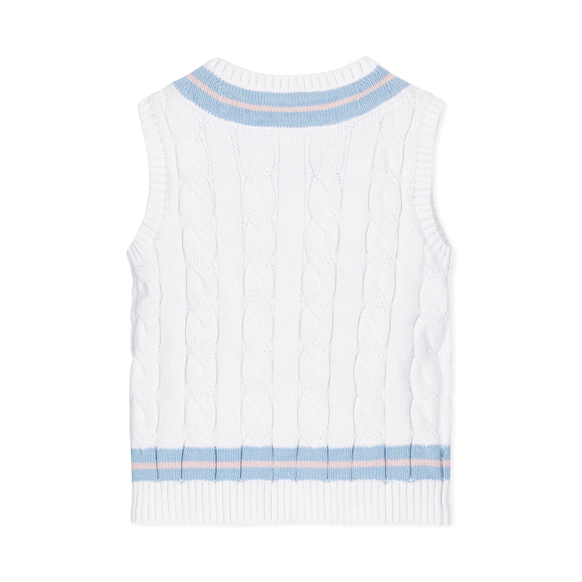 Cricket Sweater Vest (White, Blue & Pink)
