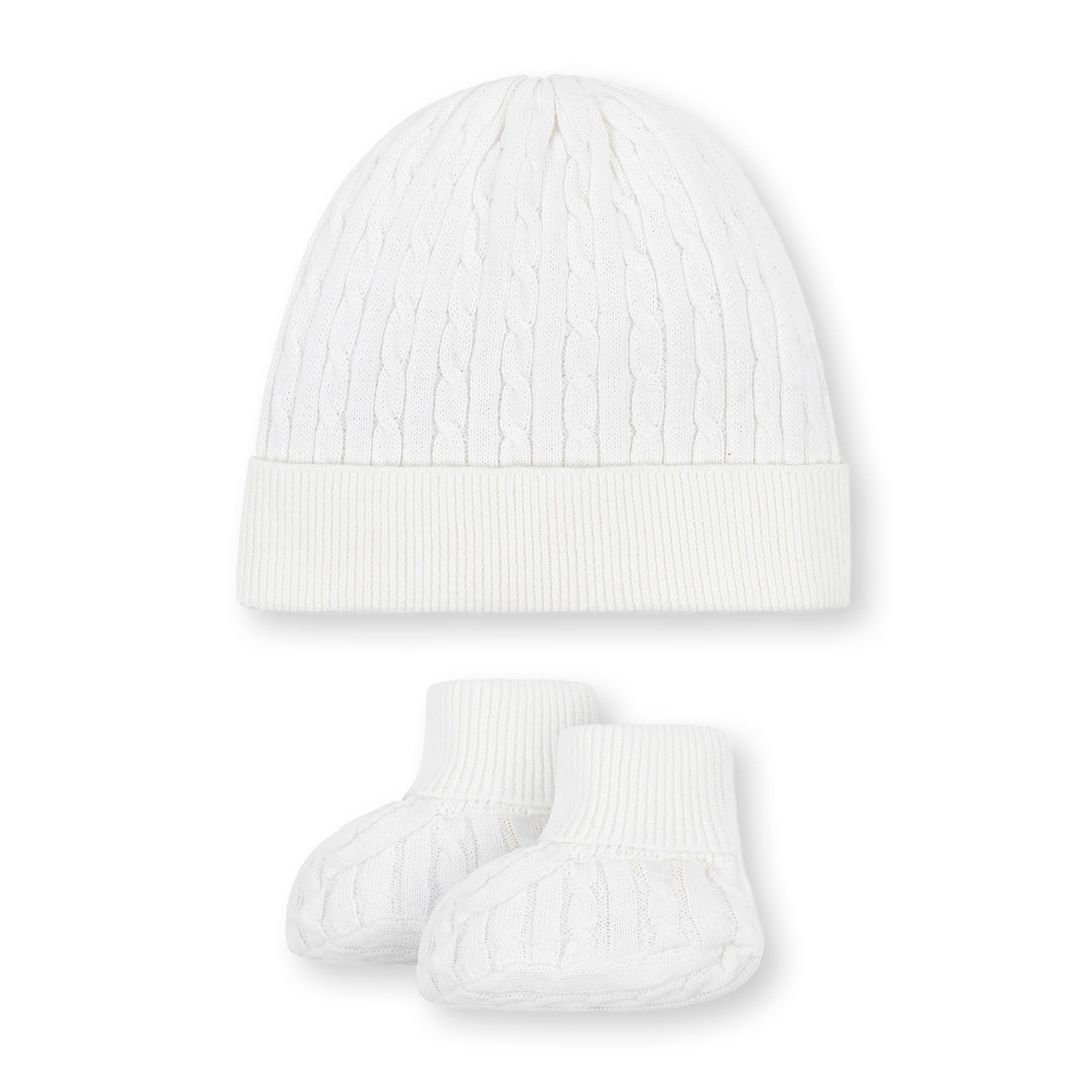 Sweater Beanie and Bootie Set (Soft White)
