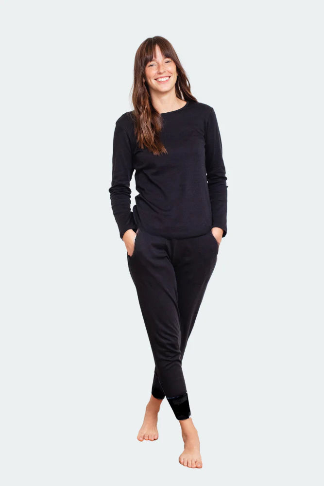 Pima Long Sleeve Jogger Set (Black)