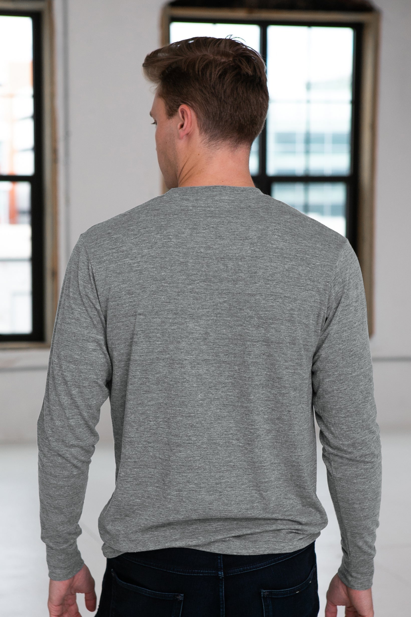 Unisex Eco-Triblend Long Sleeve Tee (Heather Grey)