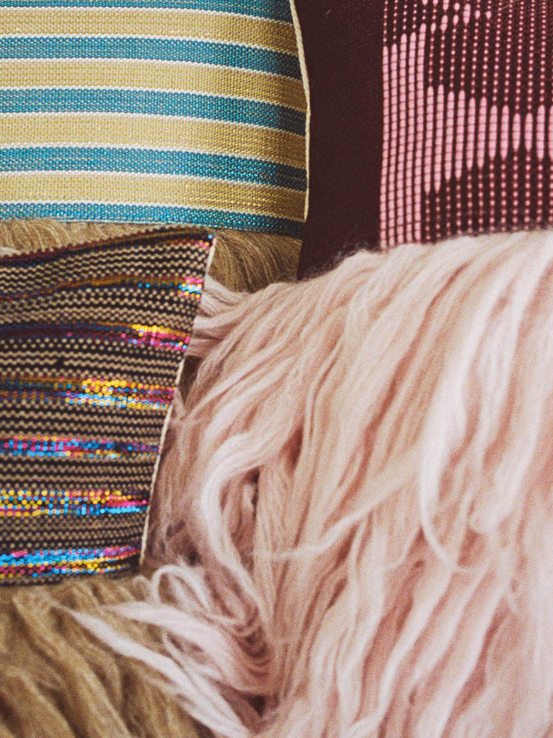 Wugo Throw Pillow (Mystic Black Holograph/Andes Sand)