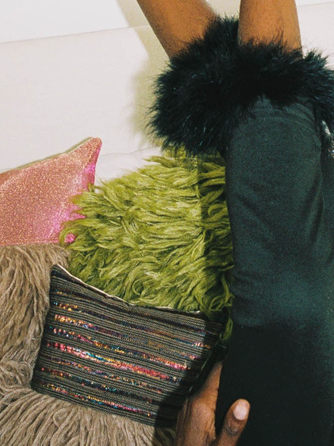 Wugo Throw Pillow (Mystic Black Holograph/Andes Sand)