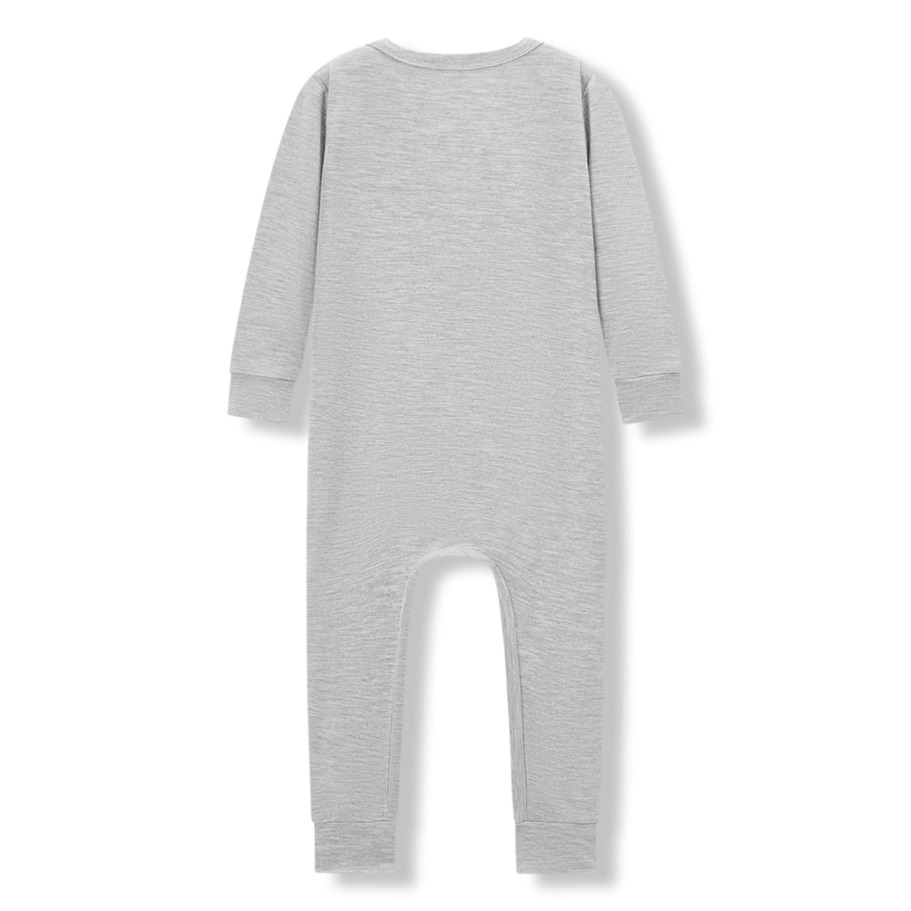 Grey Melange Luxe Solid Zipper Pajama