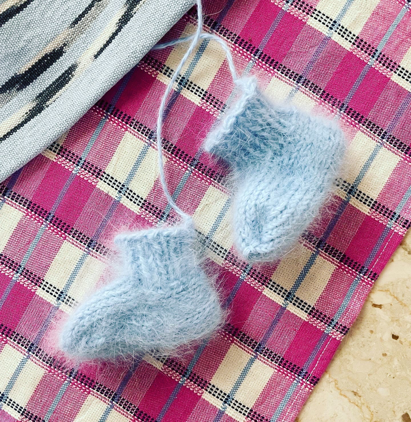 San Andres Gingham Table Runner (Pink & White)