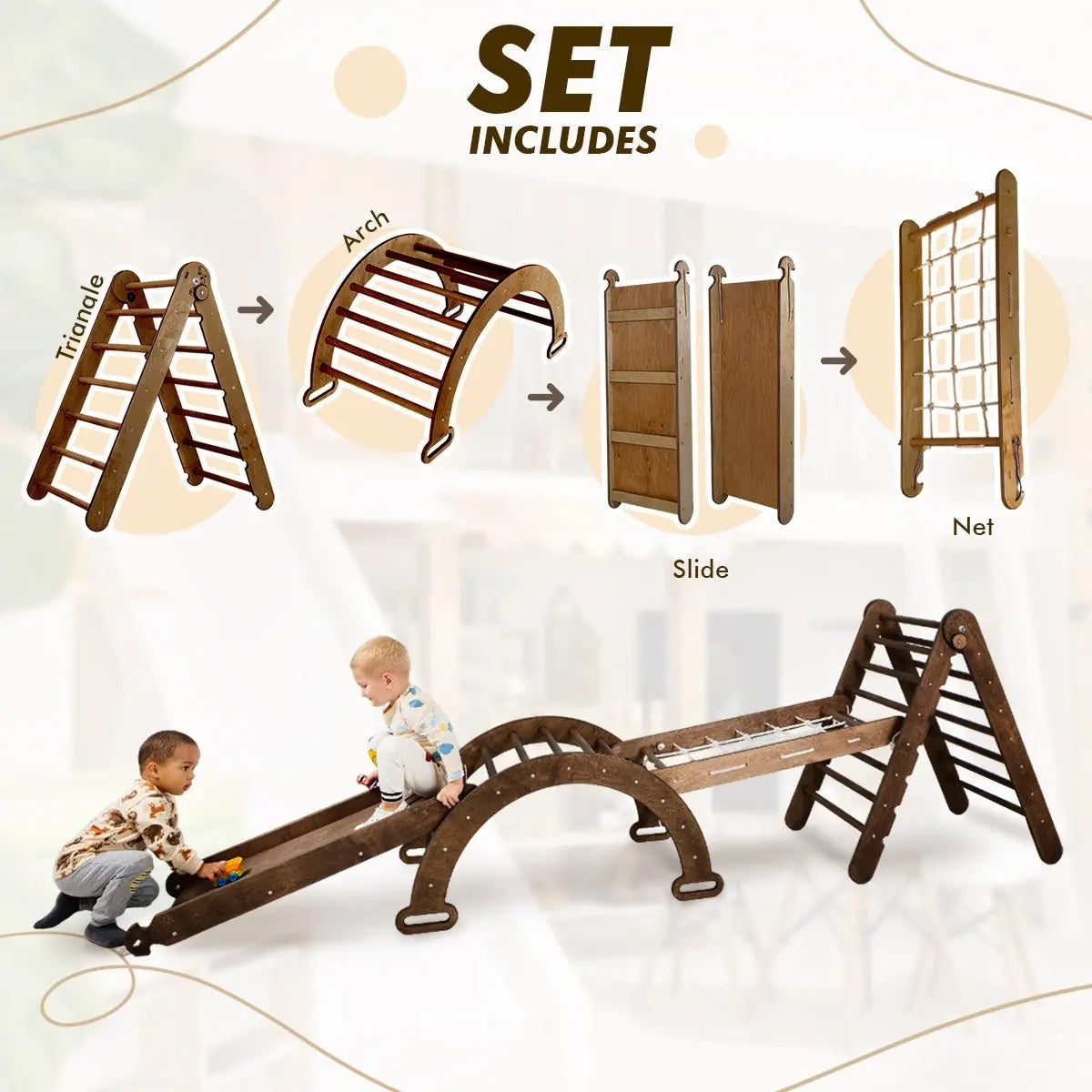 5-in-1 Montessori Climbing Set (Chocolate)